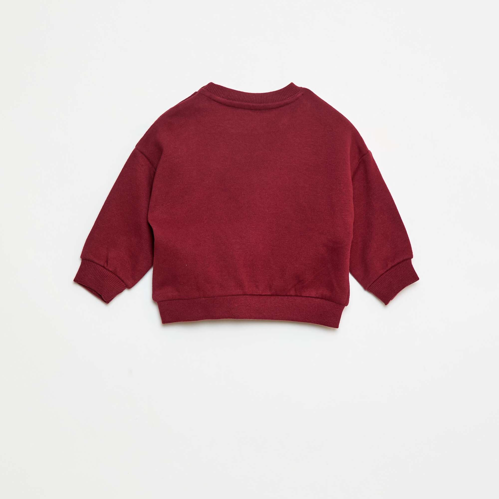 Fleece Sweatshirt with Front Print RED - Image 3