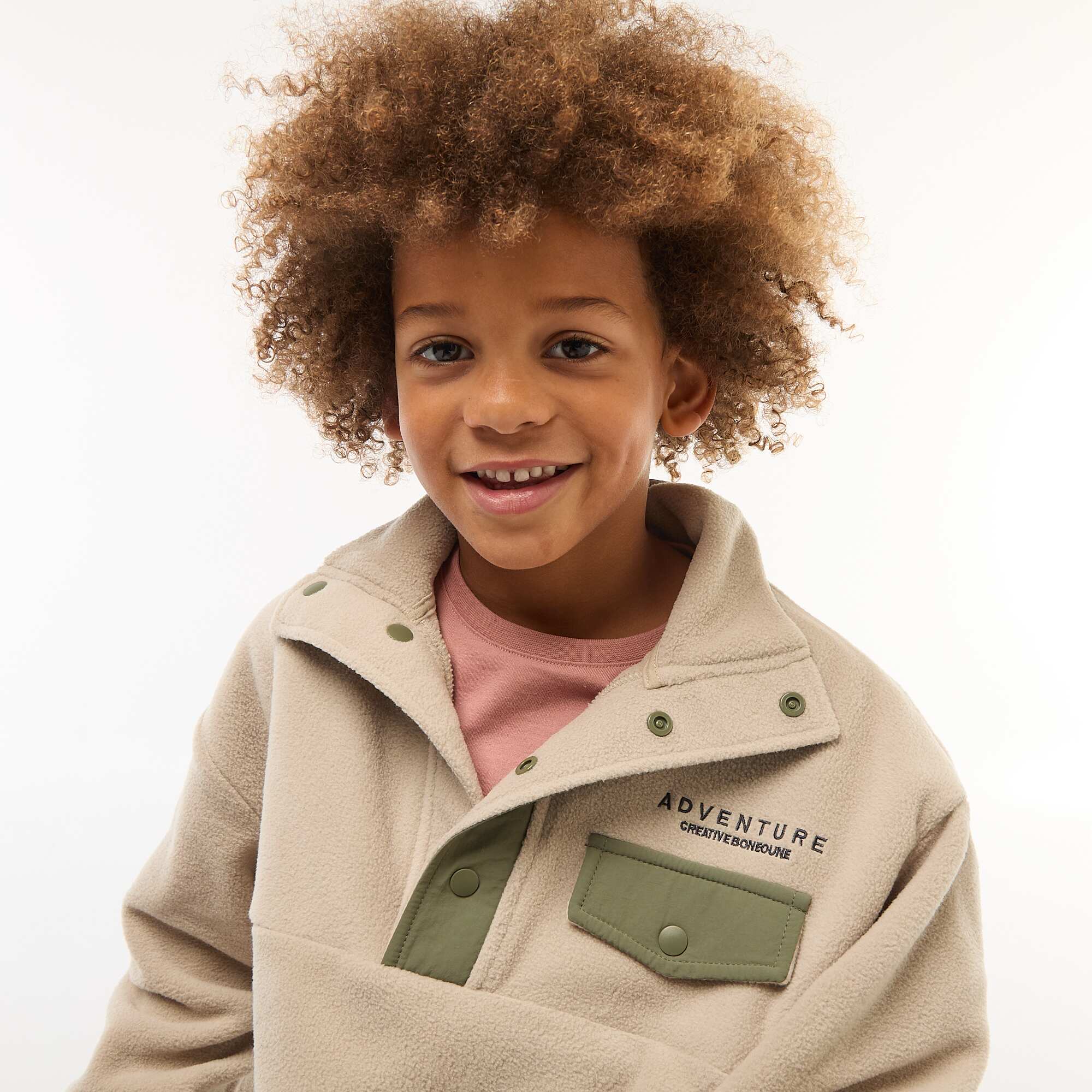 Fleece Sweatshirt with High Neck BEIGE - Image 5