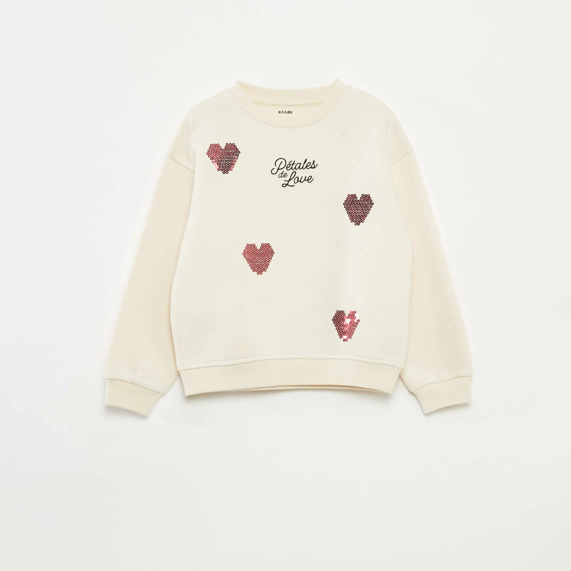 Fleece Sweatshirt with Rhinestone Detail WHITE