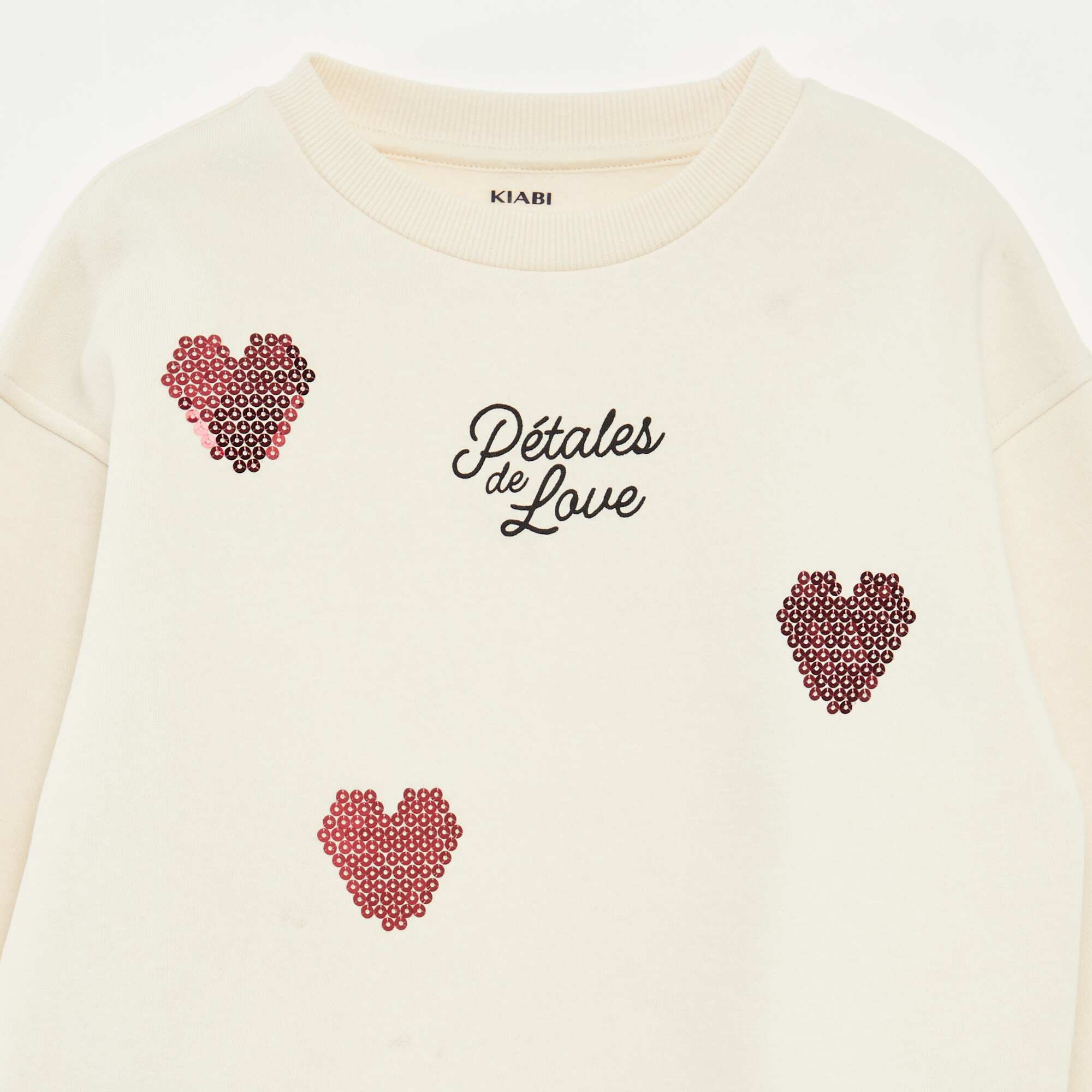 Fleece Sweatshirt with Rhinestone Detail WHITE - Image 2