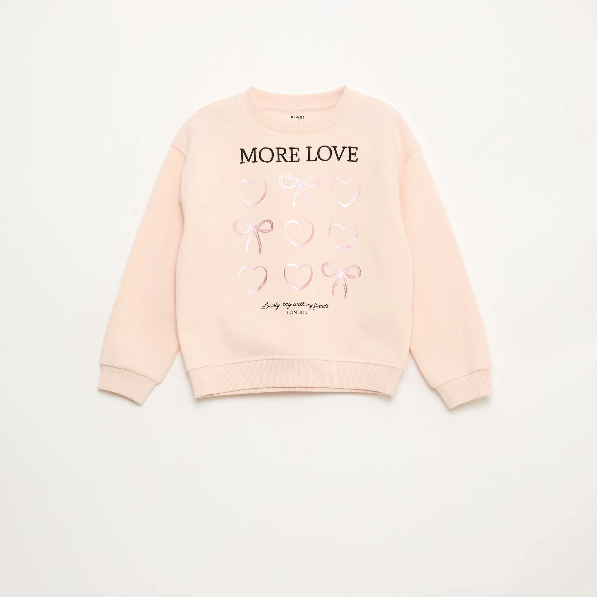 Fleece Sweatshirt with Rhinestone Embellishments PINK