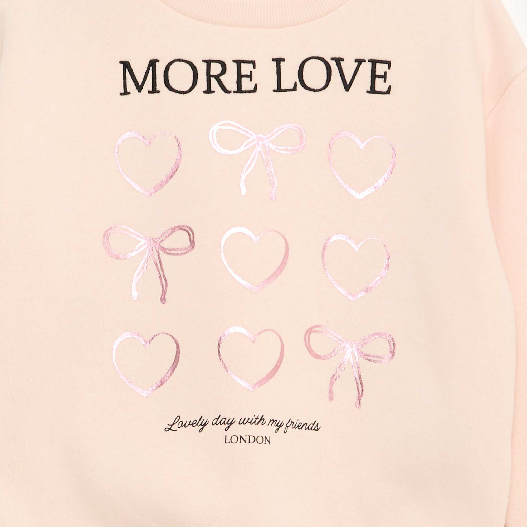 Fleece Sweatshirt with Rhinestone Embellishments PINK - Image 2