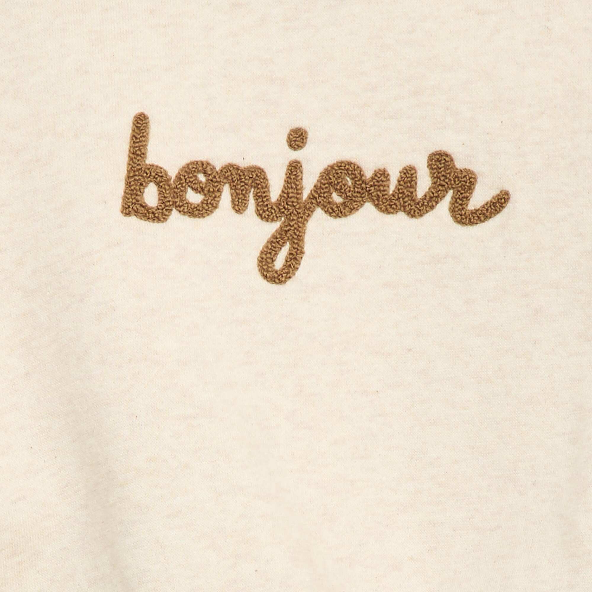 Fleece Sweatshirt with Slogan BEIGE - Image 2