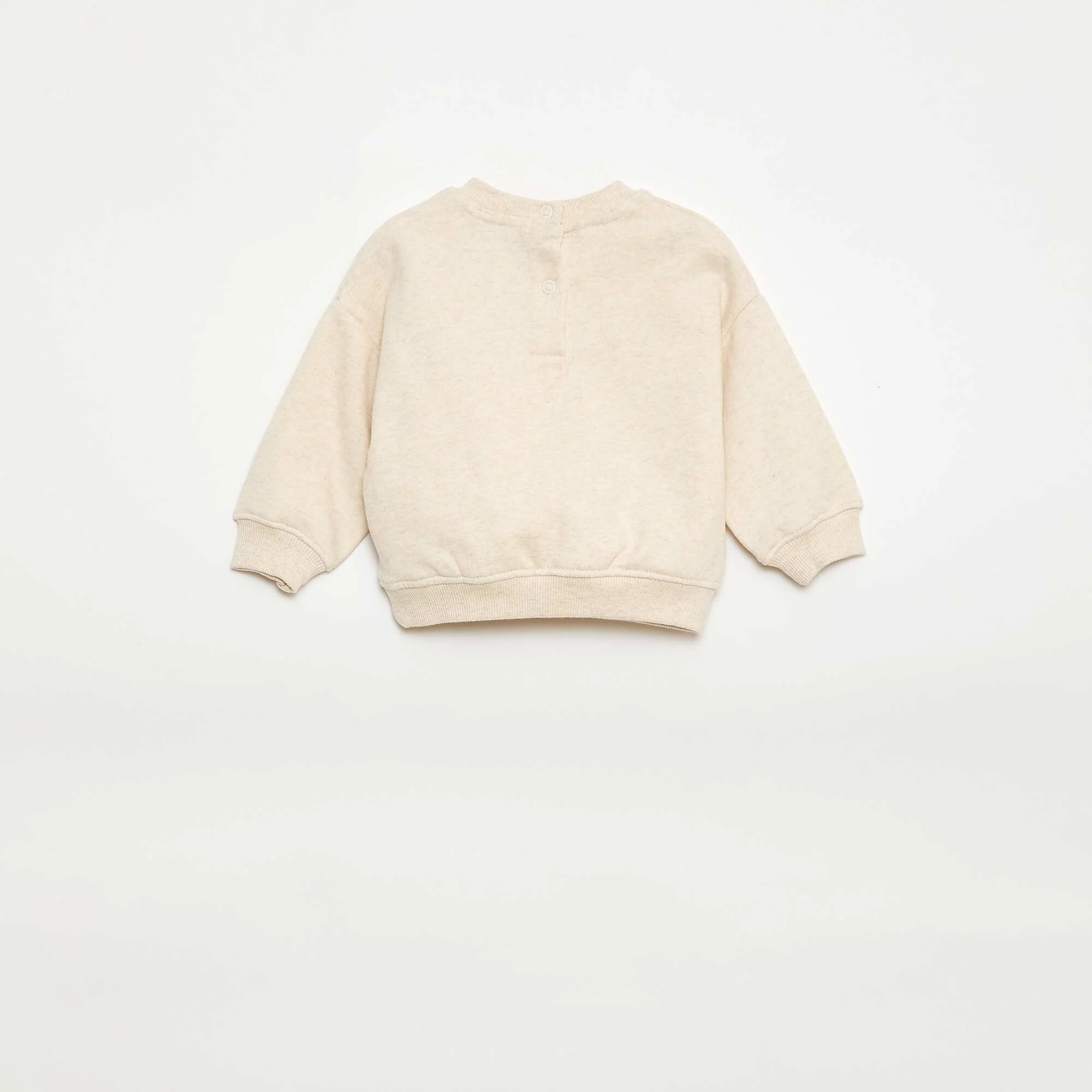 Fleece Sweatshirt with Slogan BEIGE - Image 3