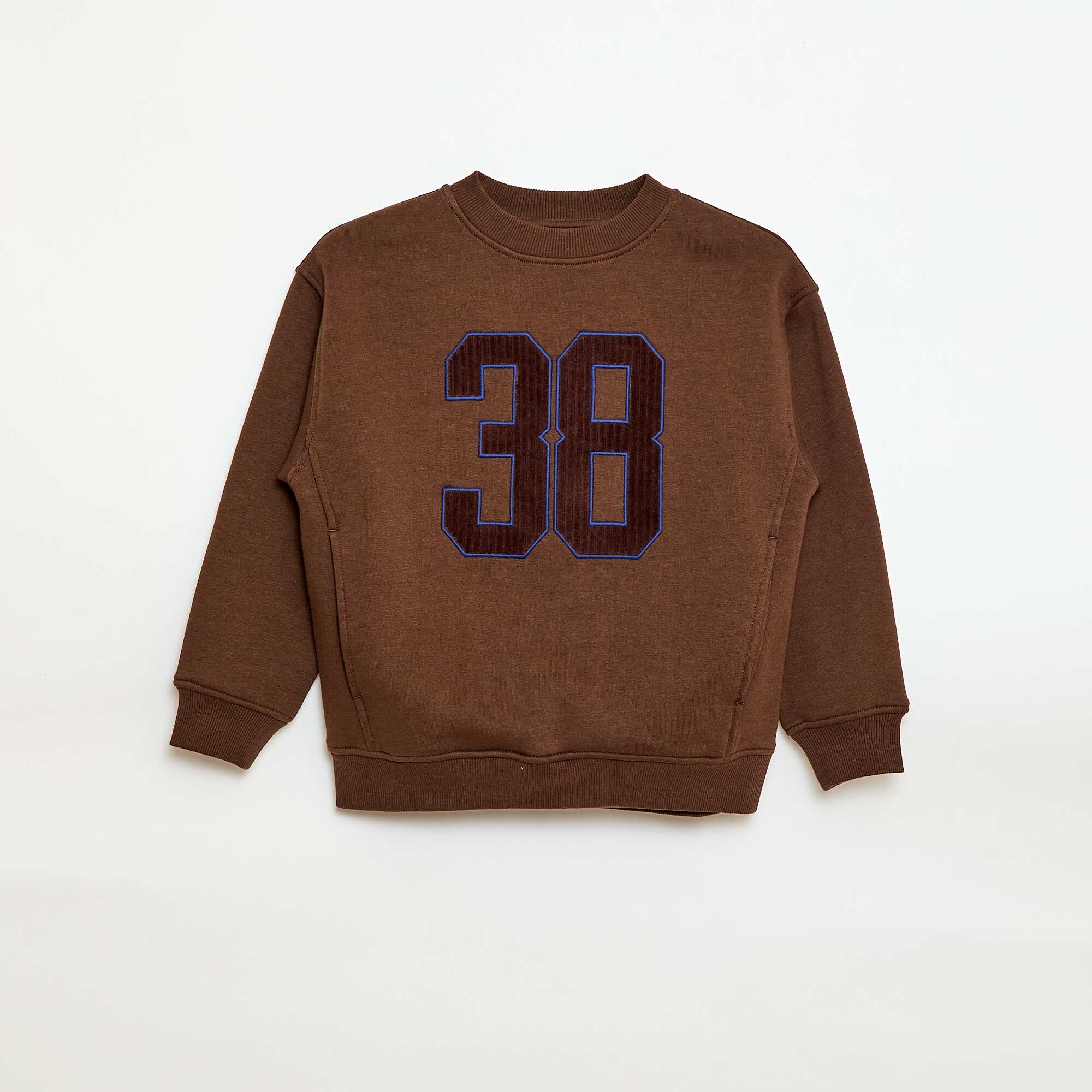Fleece Sweatshirt with Velvet Print BROWN