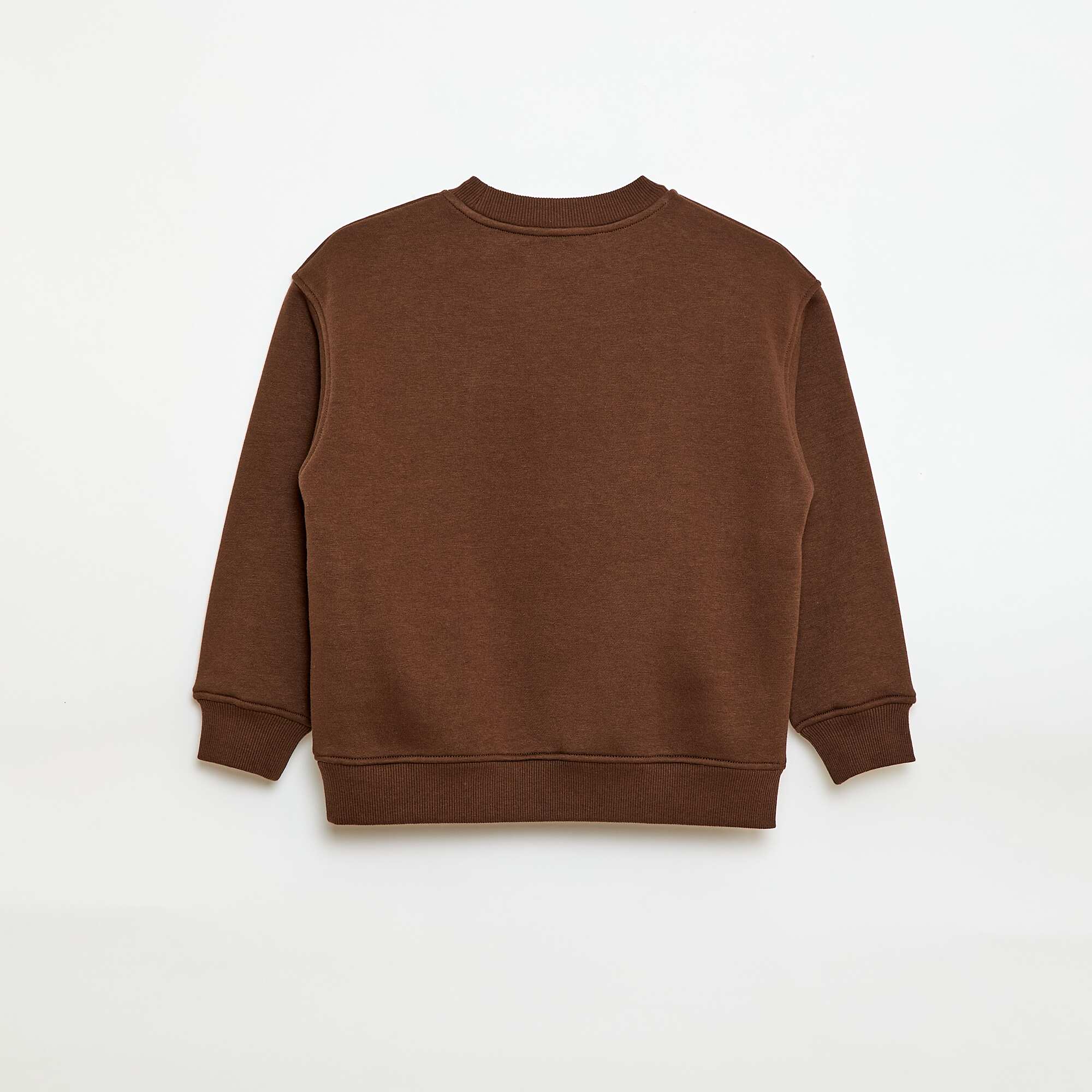 Fleece Sweatshirt with Velvet Print BROWN - Image 3