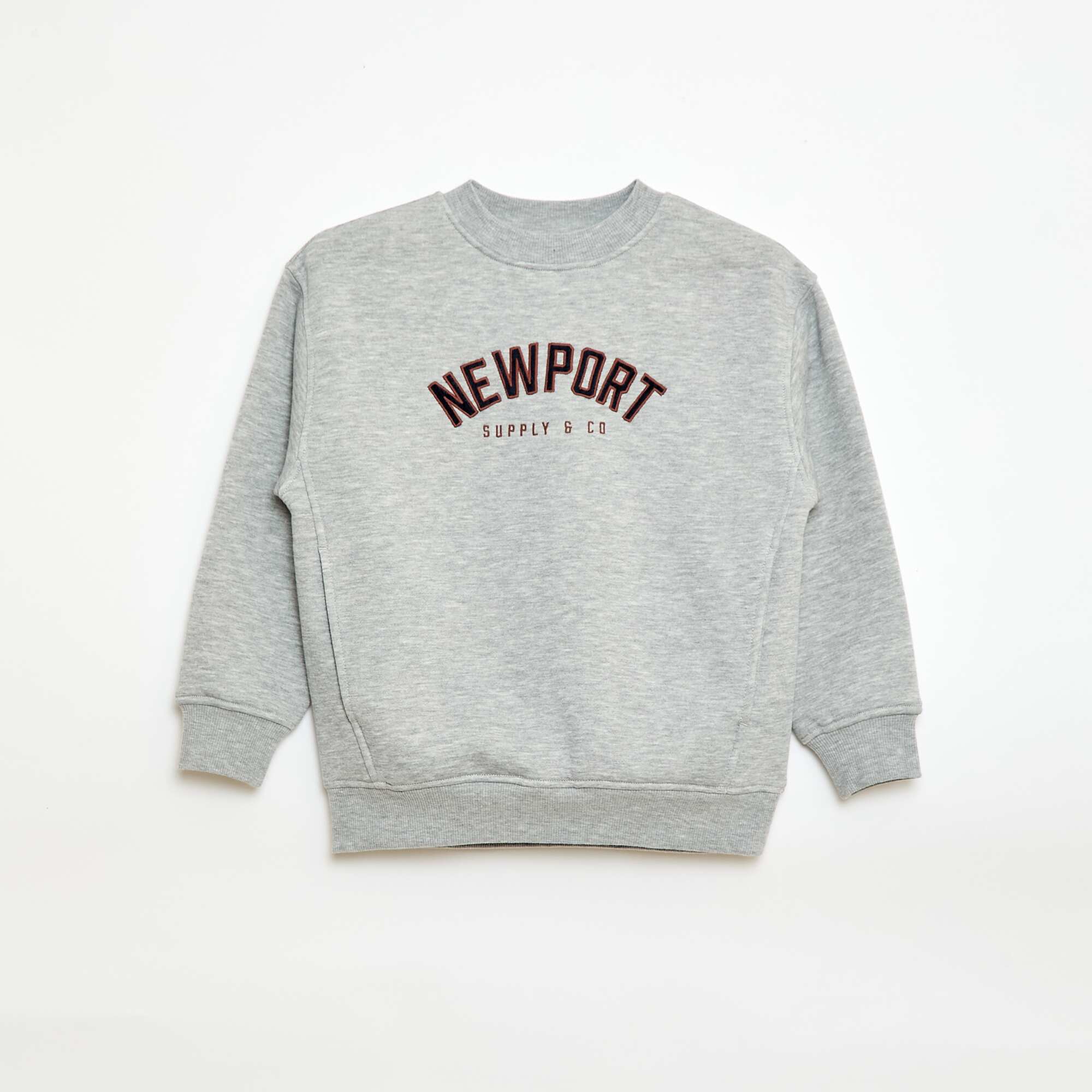 Fleece Sweatshirt with Velvet Print GREY