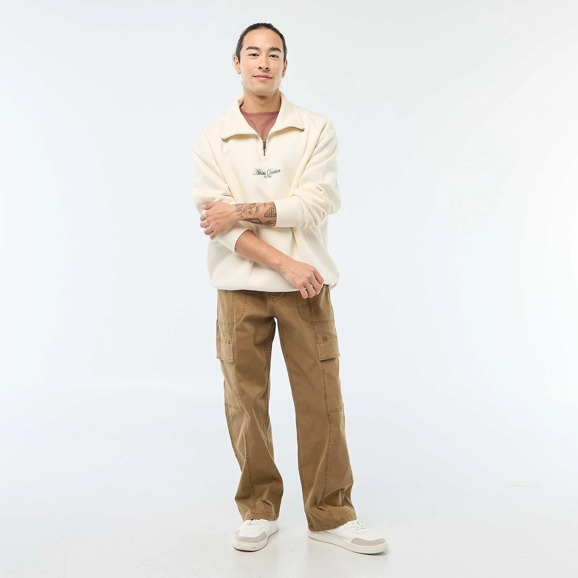 Fleece Trucker Sweatshirt BEIGE - Image 3