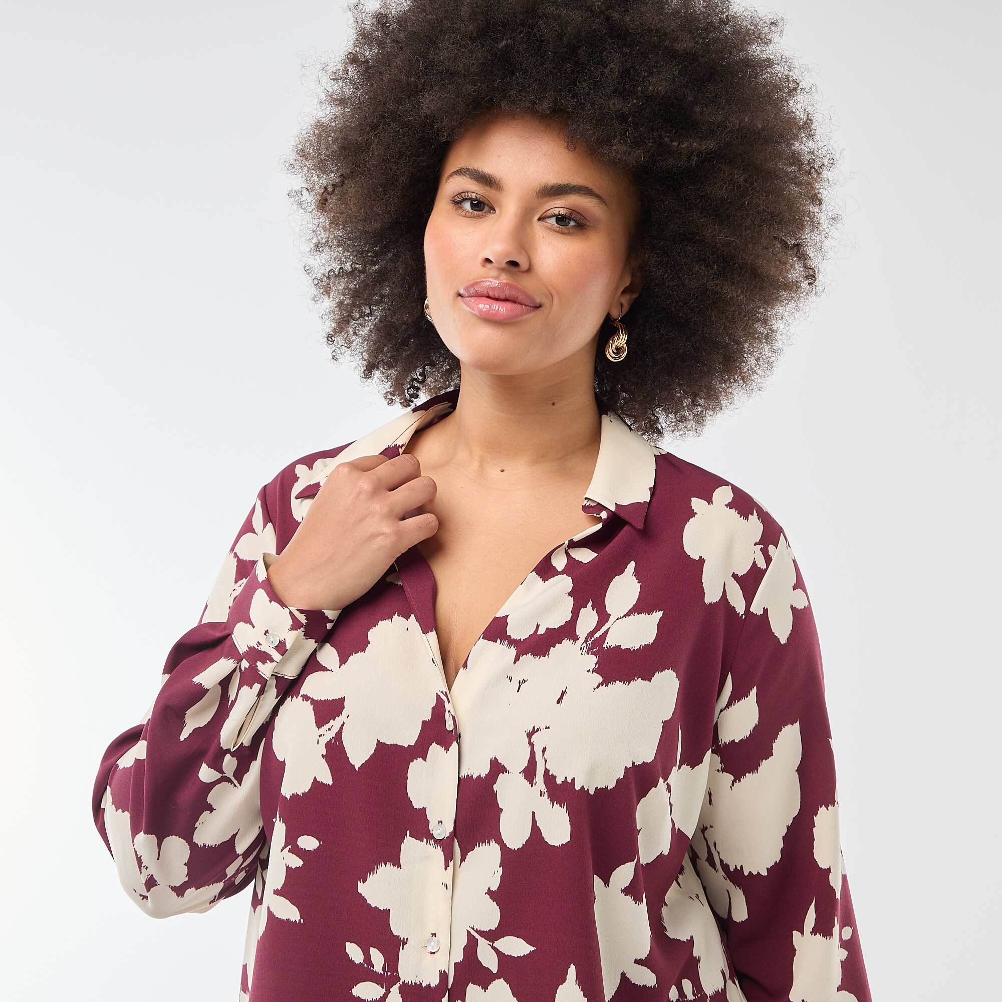 Flowing crepe knit blouse RED - Image 5