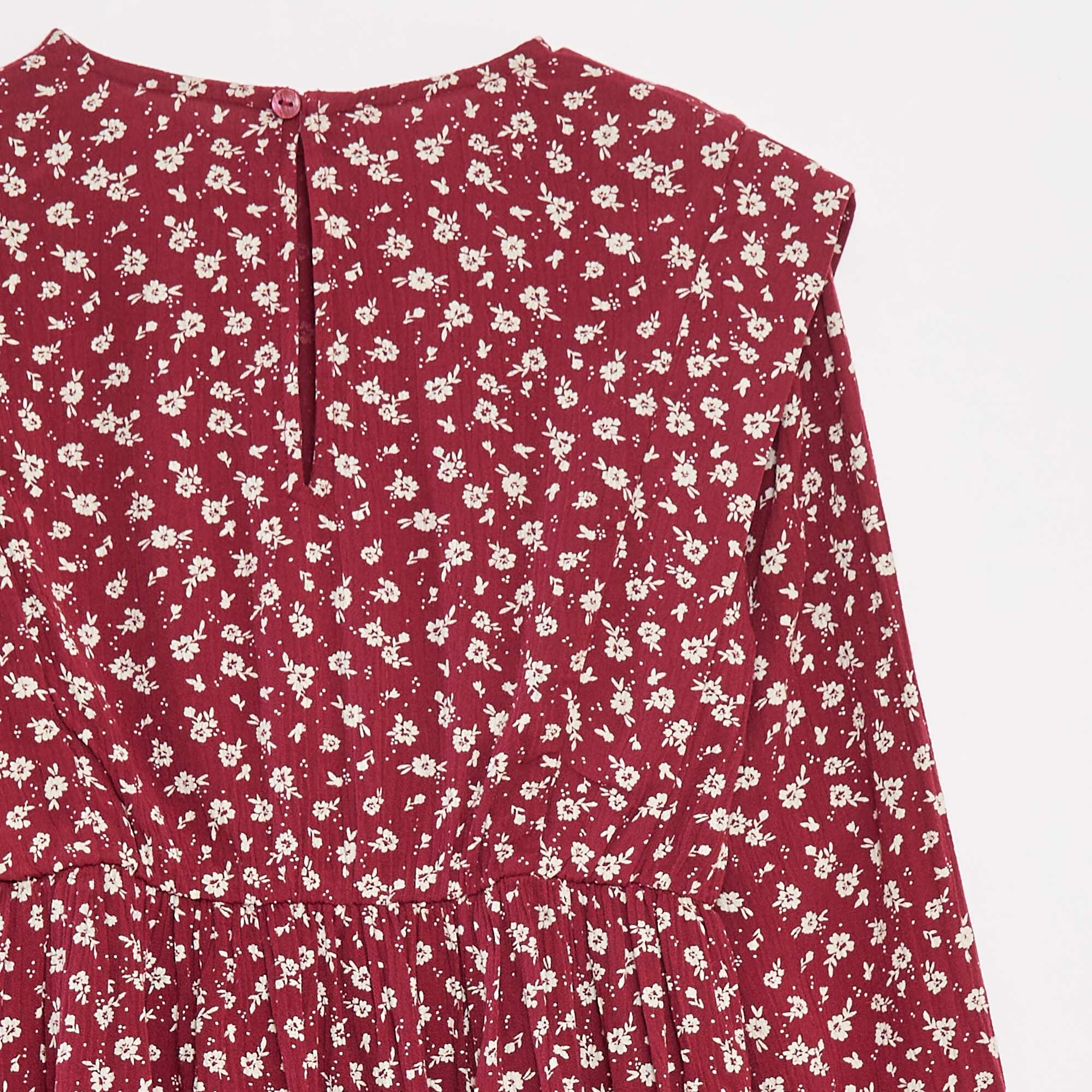 Flowing floral crêpe knit dress RED - Image 3