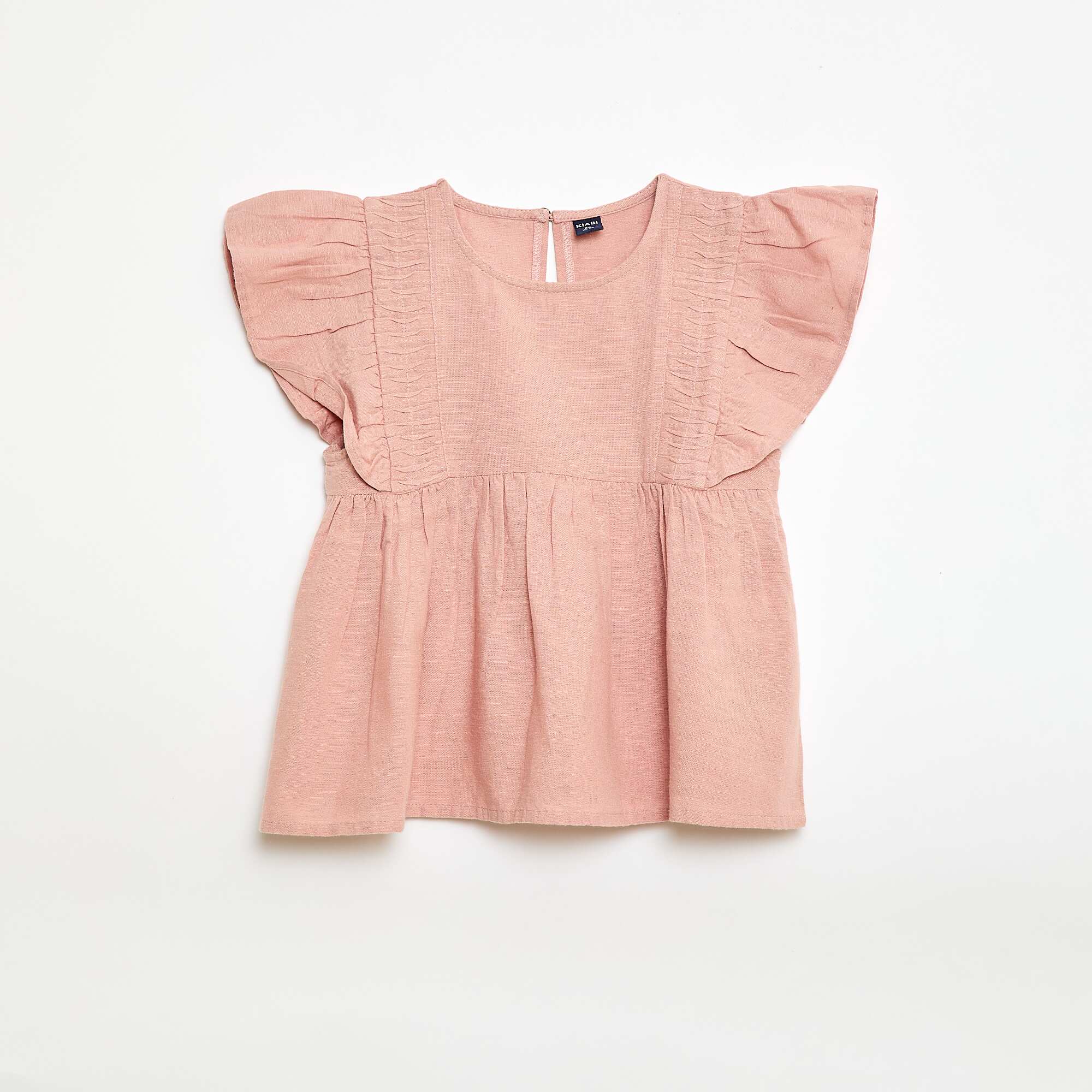 Flowy Linen-Blend Blouse PINK