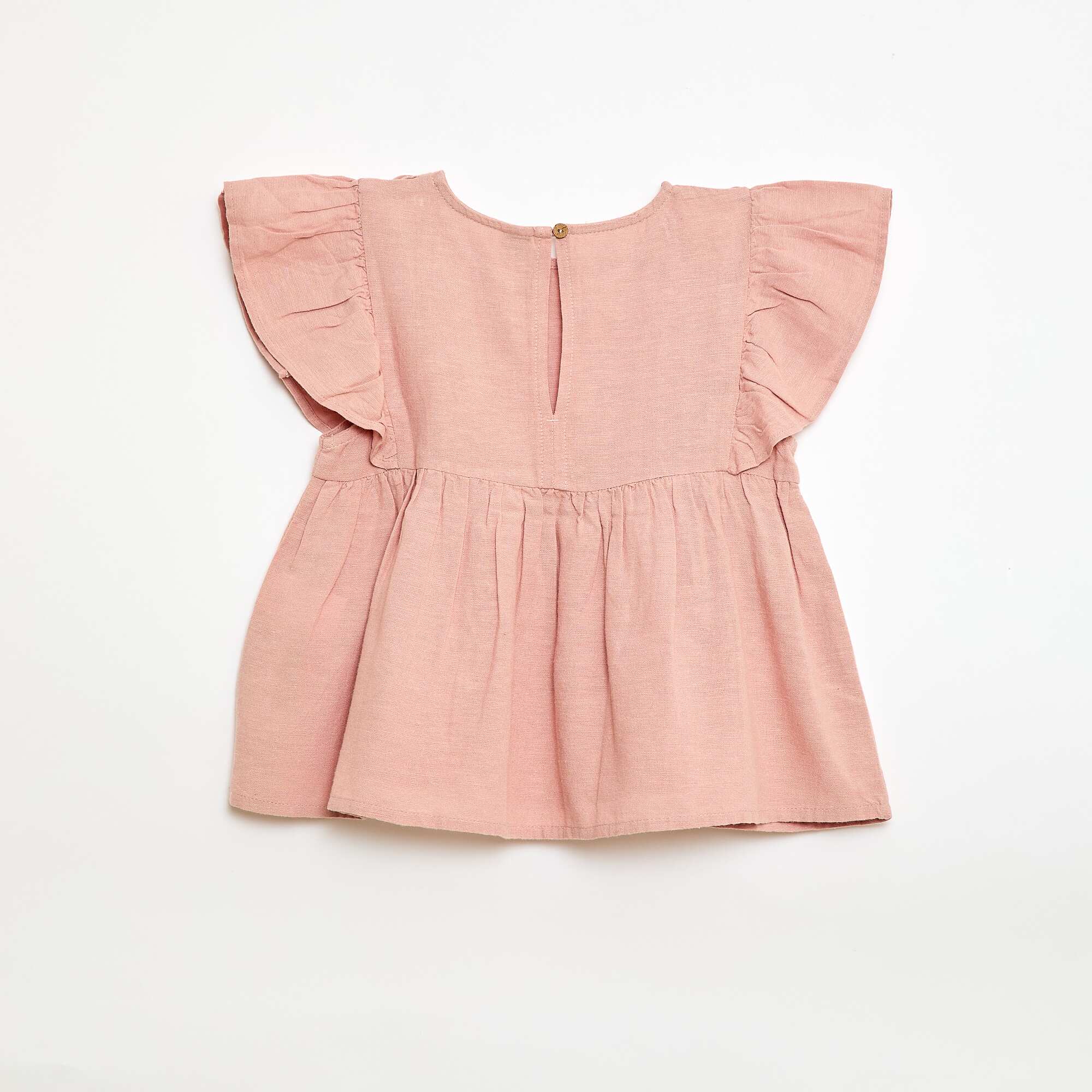 Flowy Linen-Blend Blouse PINK - Image 2