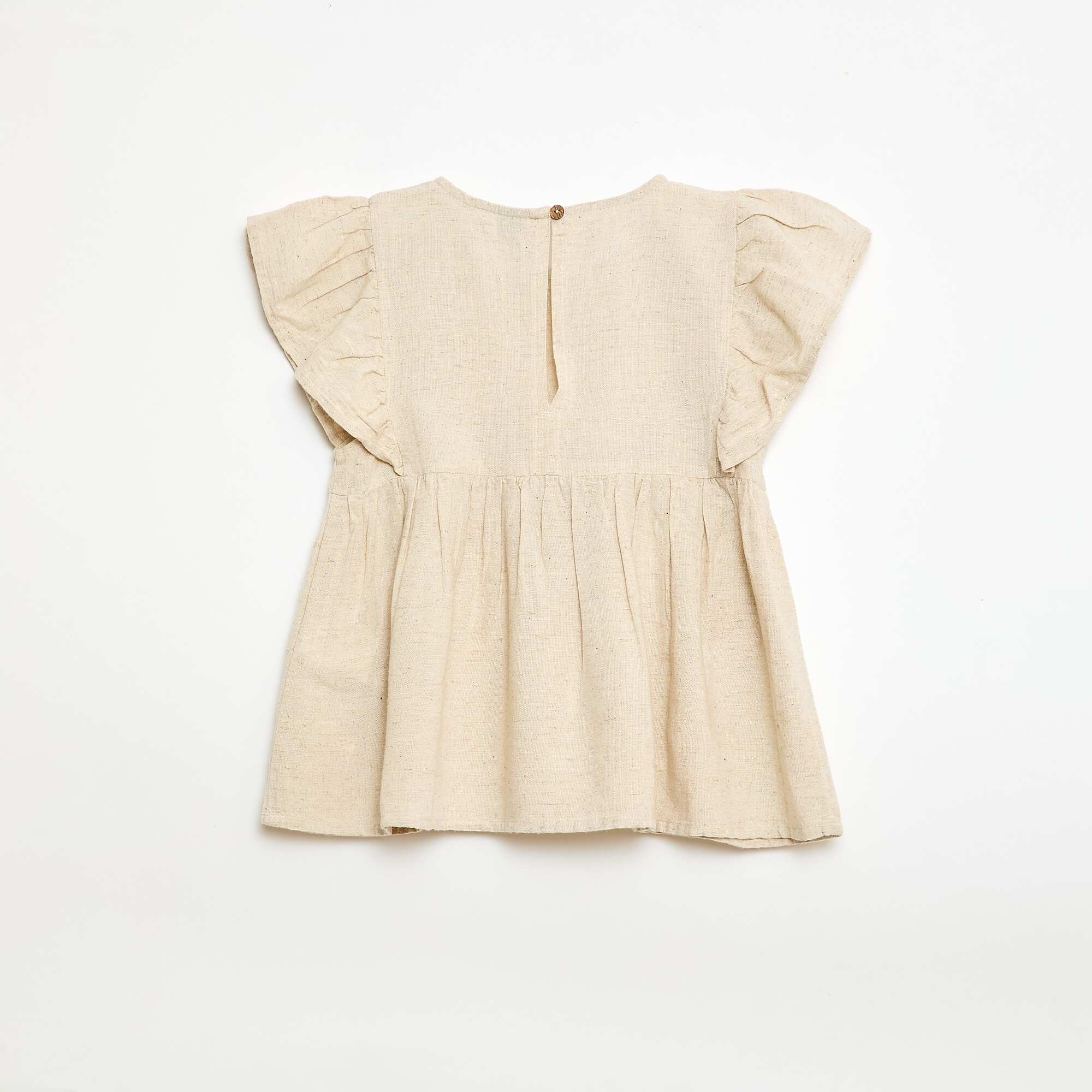 Flowy Linen-Blend Blouse WHITE - Image 2