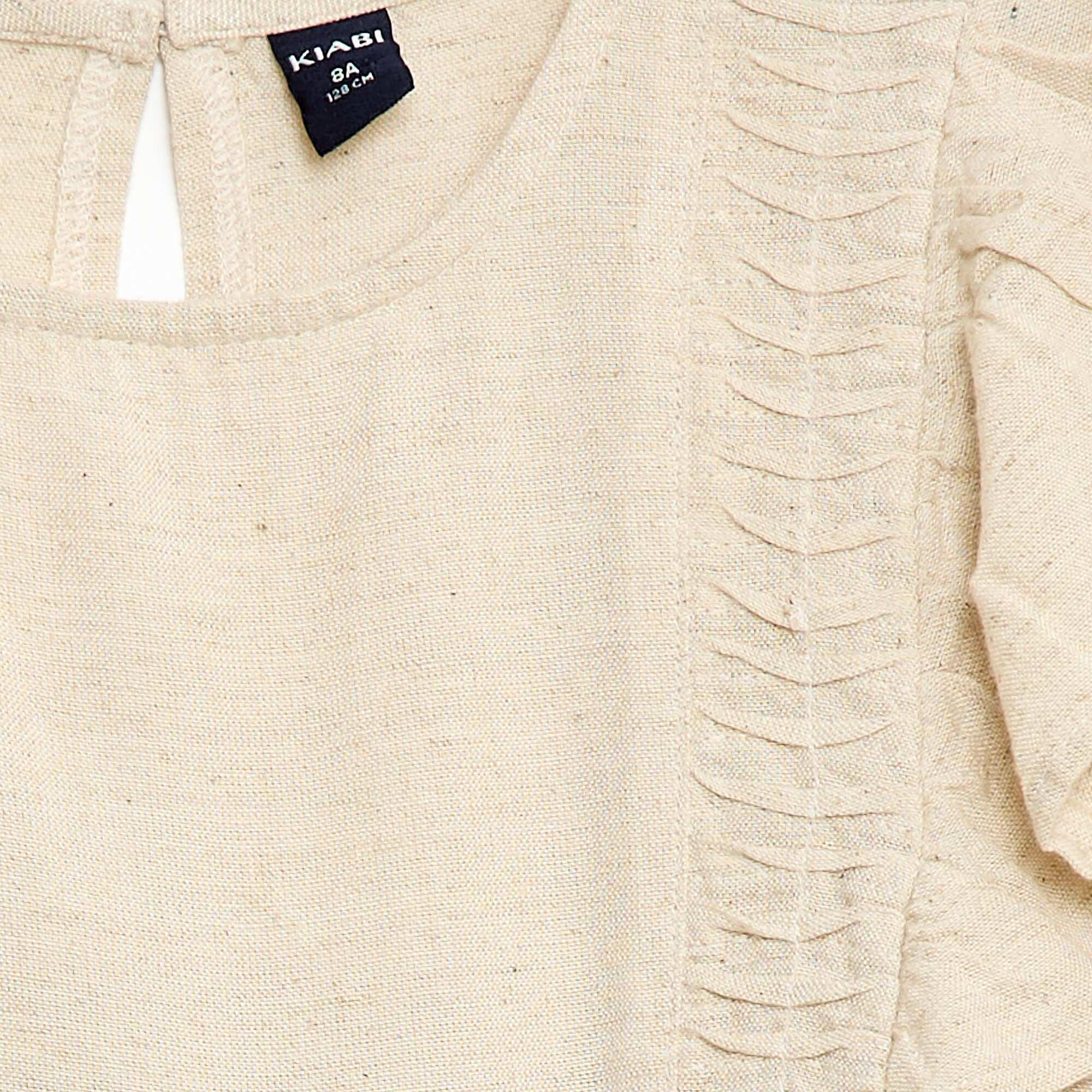 Flowy Linen-Blend Blouse WHITE - Image 3