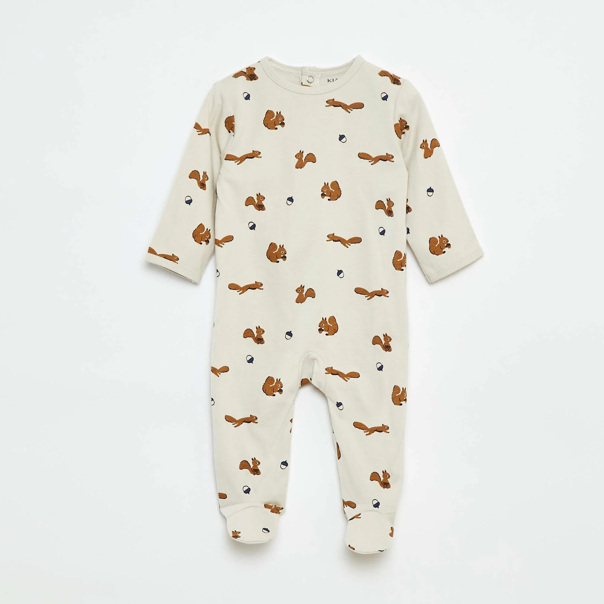 Fox sleepsuit with press-stud fastening at the back BROWN