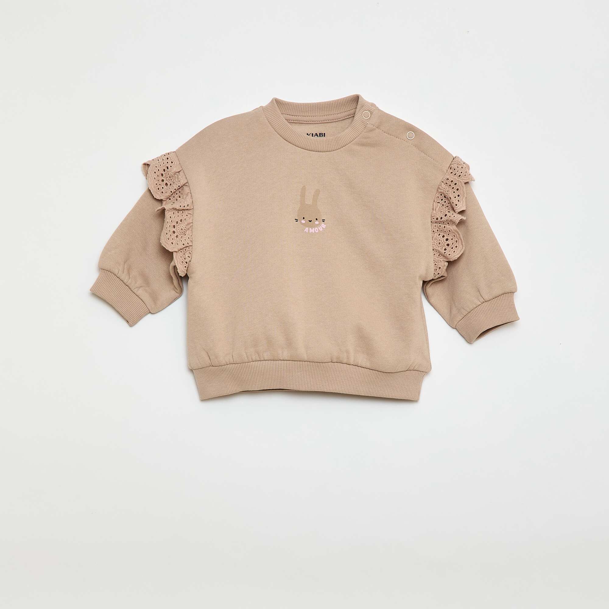 Frilled Sweatshirt & Joggers Set - 2 Piece BEIGE - Image 3