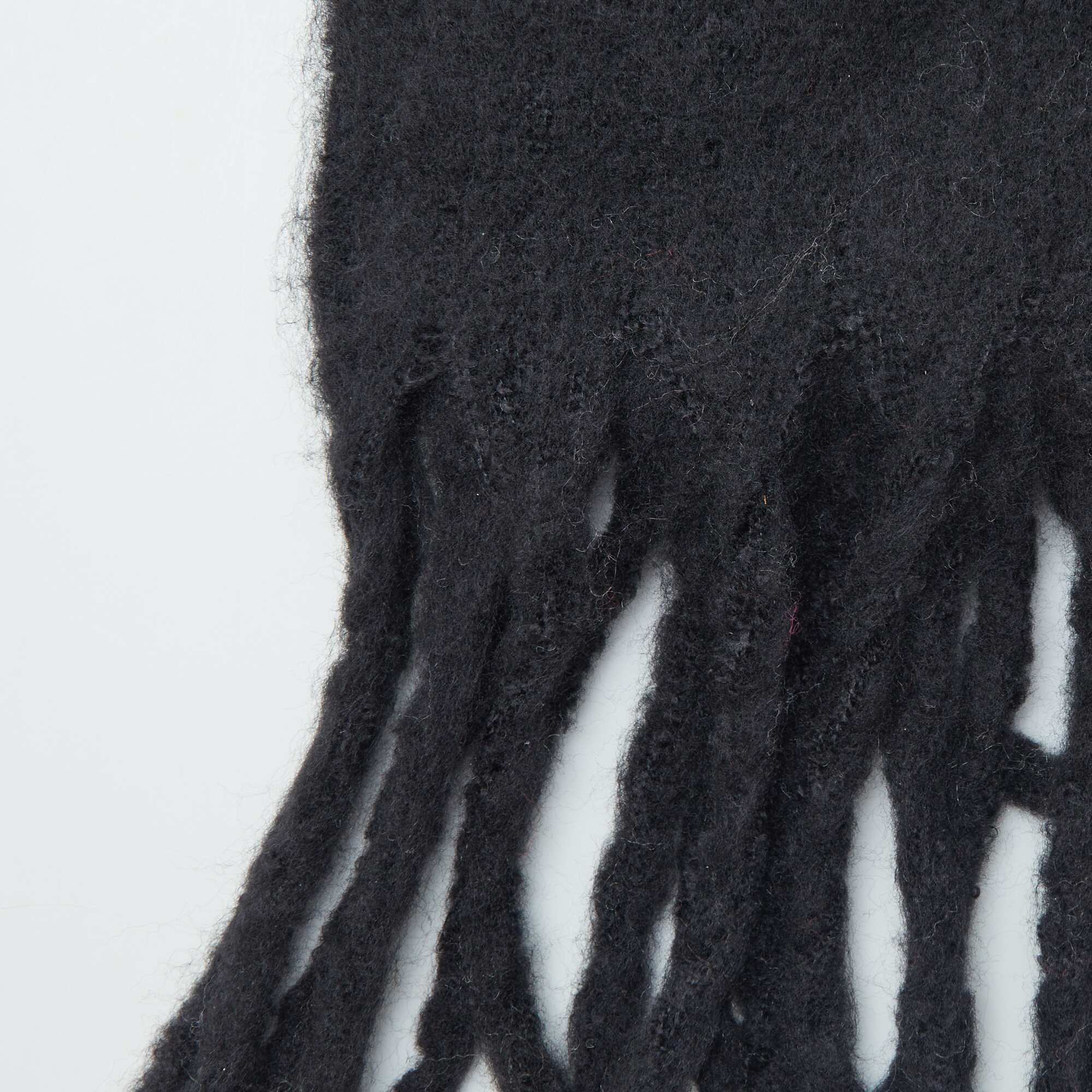 Fringed scarf BLACK - Image 3