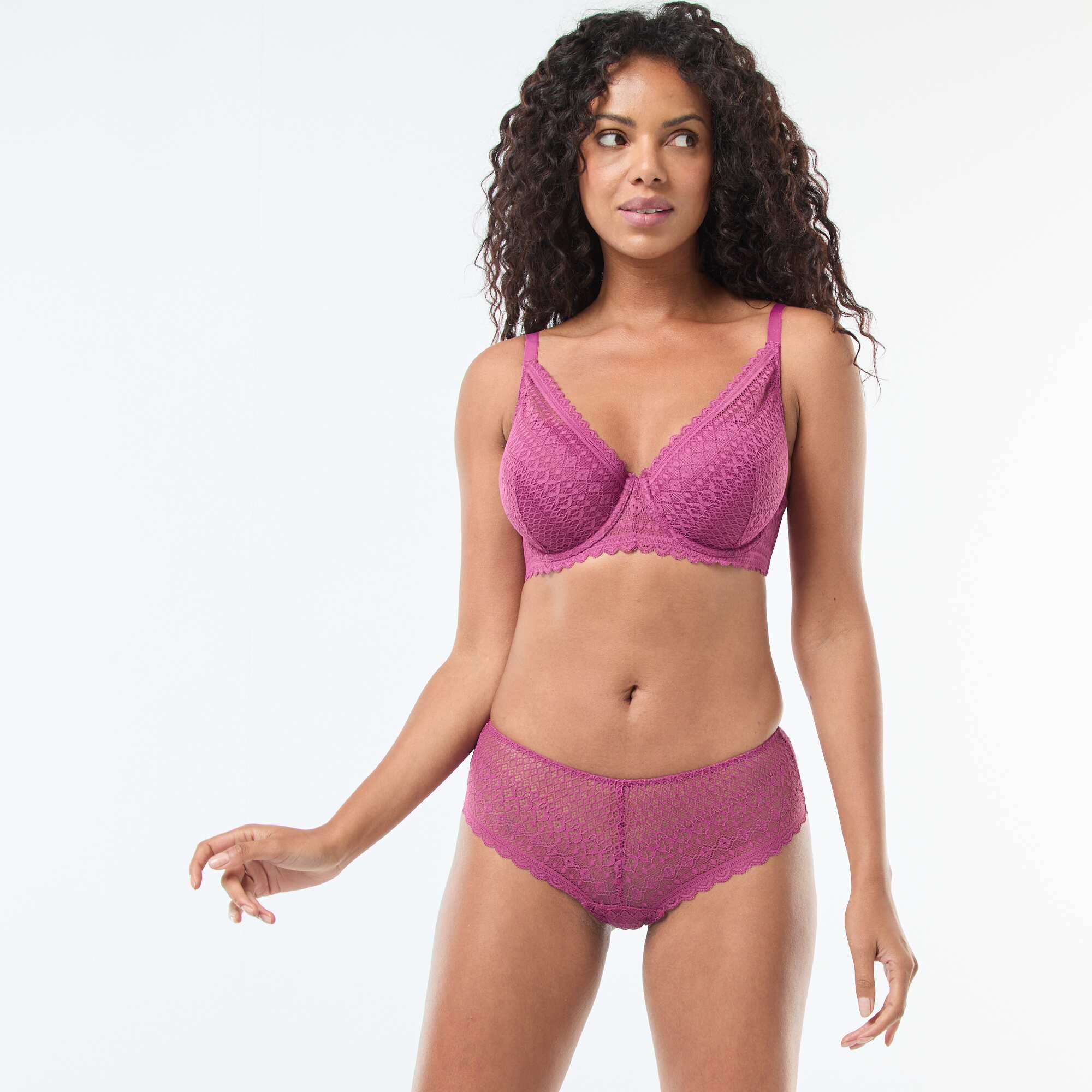 Full-coverage lace demi-cup bra PINK - Image 2