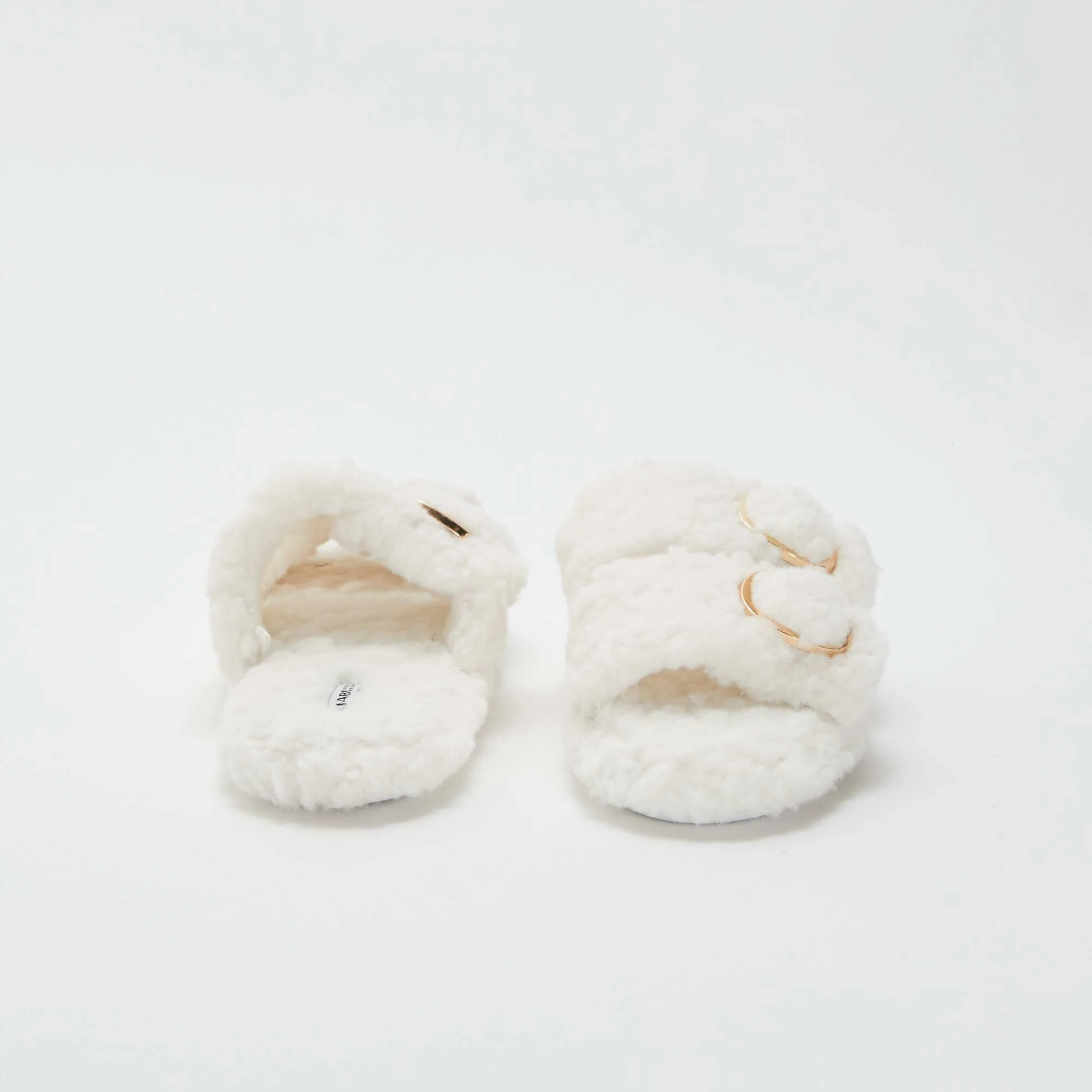 Furry slippers with double strap BEIGE - Image 3