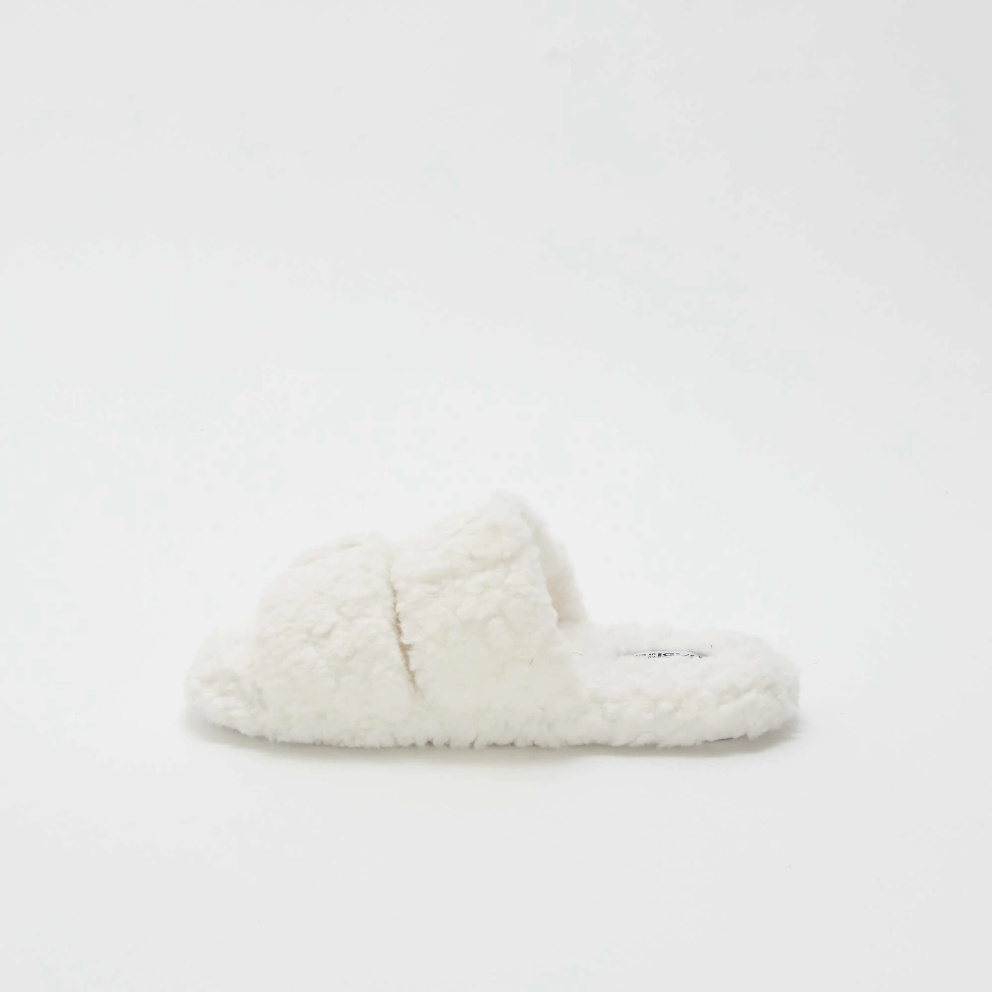 Furry slippers with double strap BEIGE - Image 4