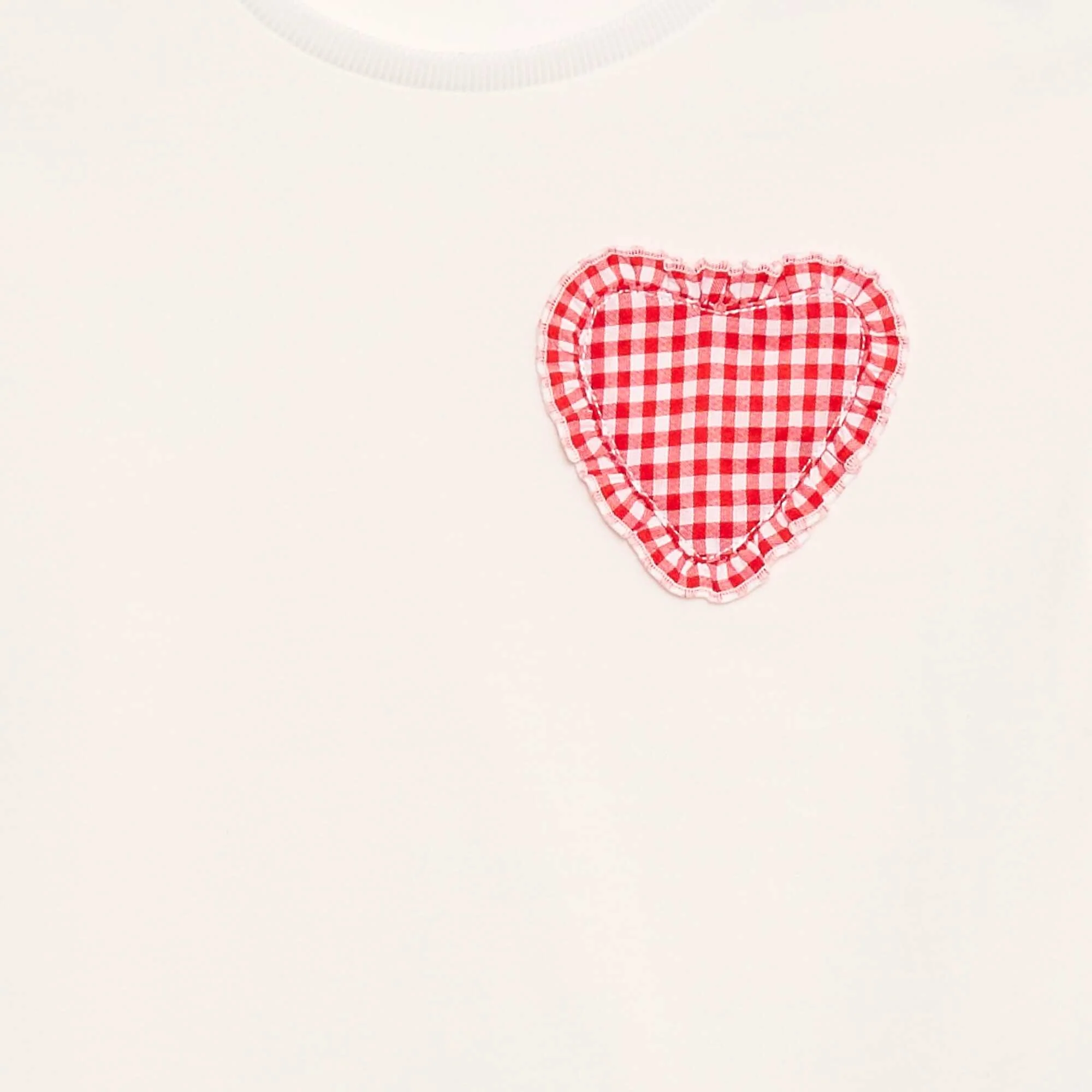 Gingham Patch T-shirt WHITE - Image 2