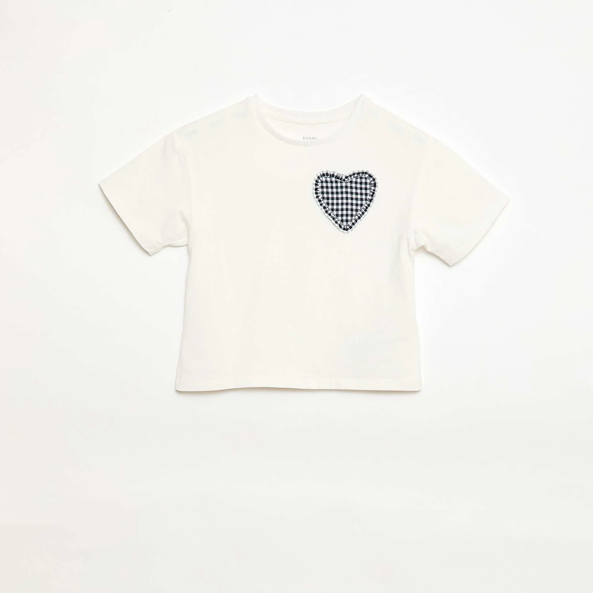 Gingham Patch T-shirt WHITE - Image 2