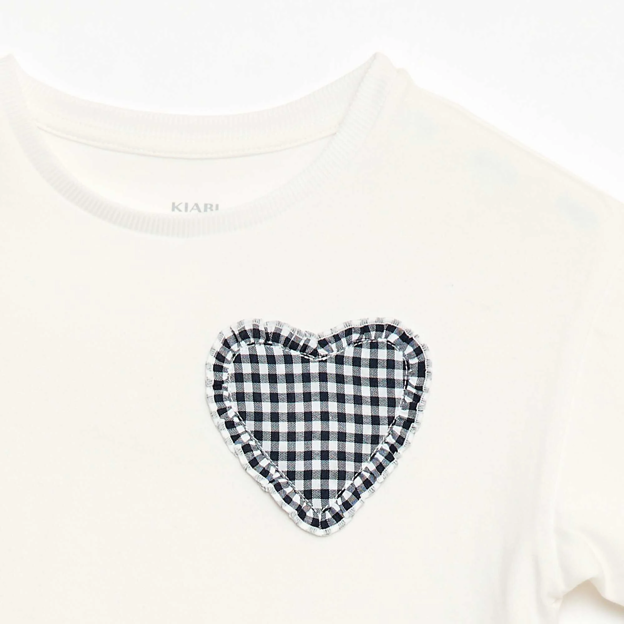 Gingham Patch T-shirt WHITE - Image 5