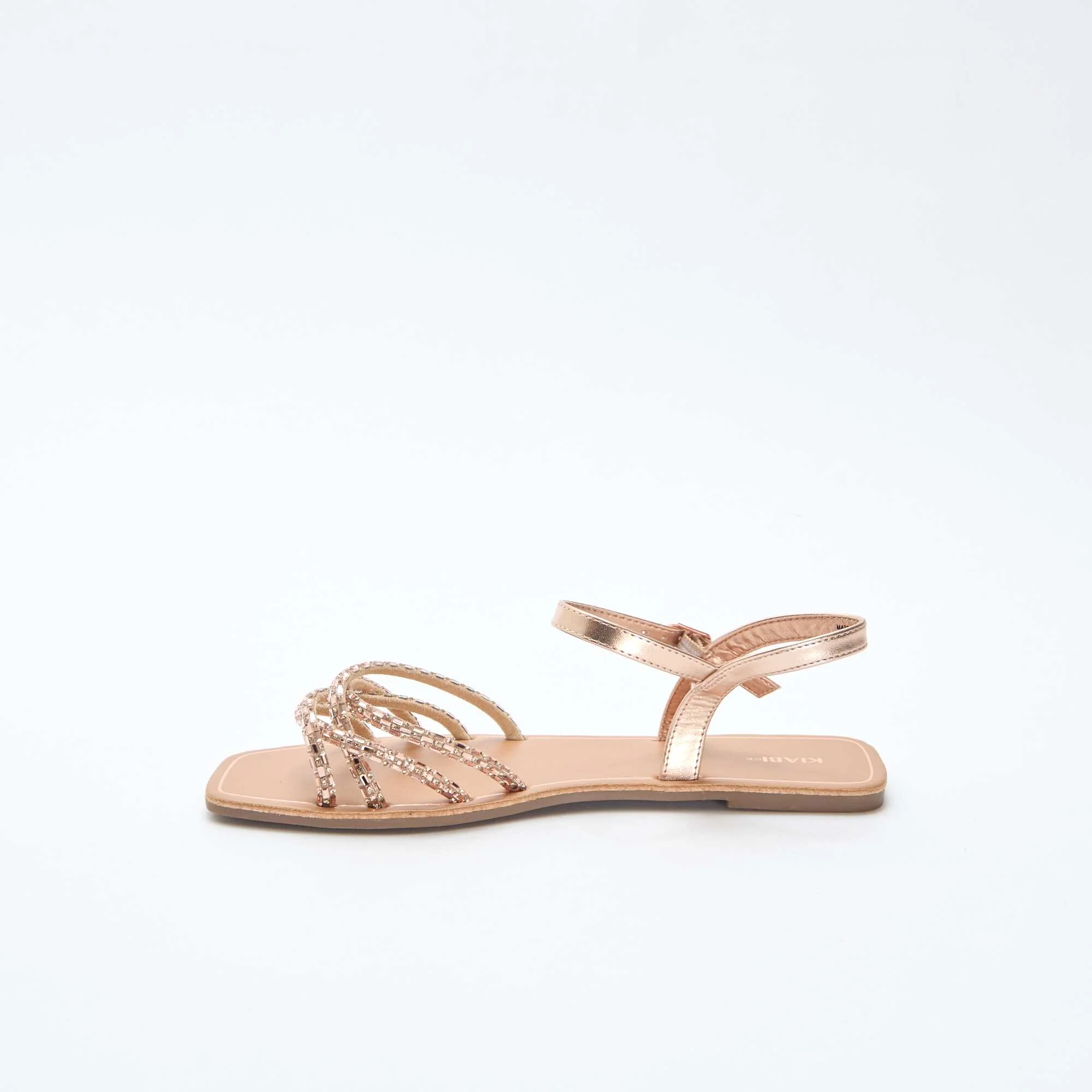 Glitter Strap Flat Sandals BROWN - Image 4