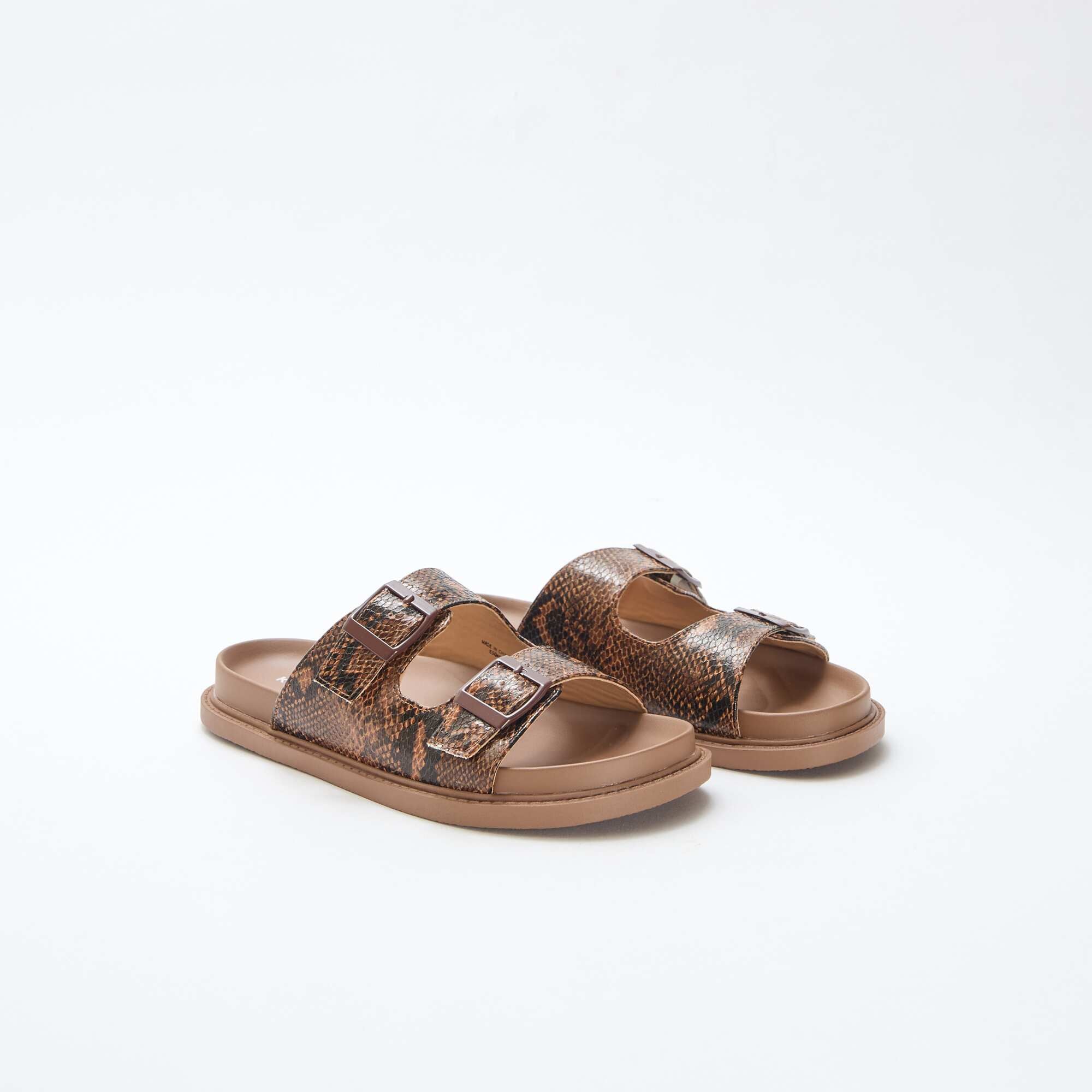 Gold Double Strap Mules BEIGE