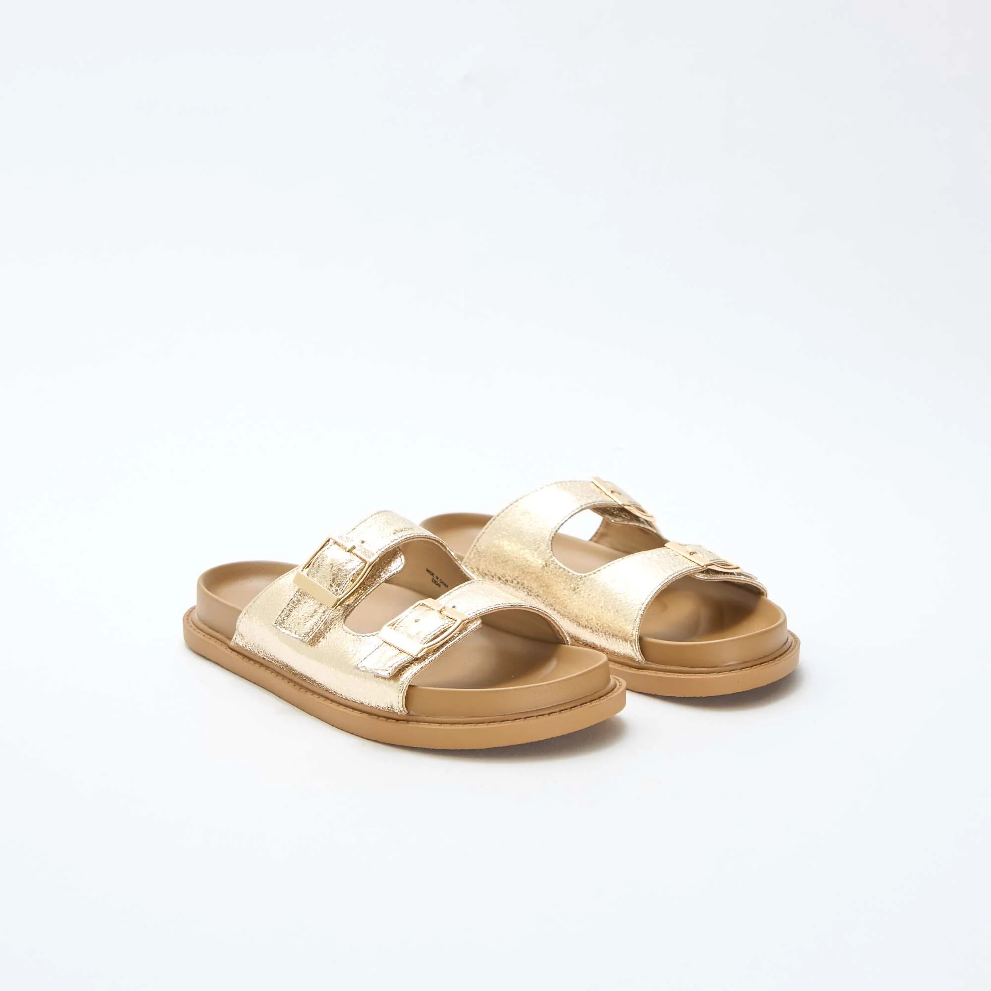 Gold Double Strap Mules YELLOW
