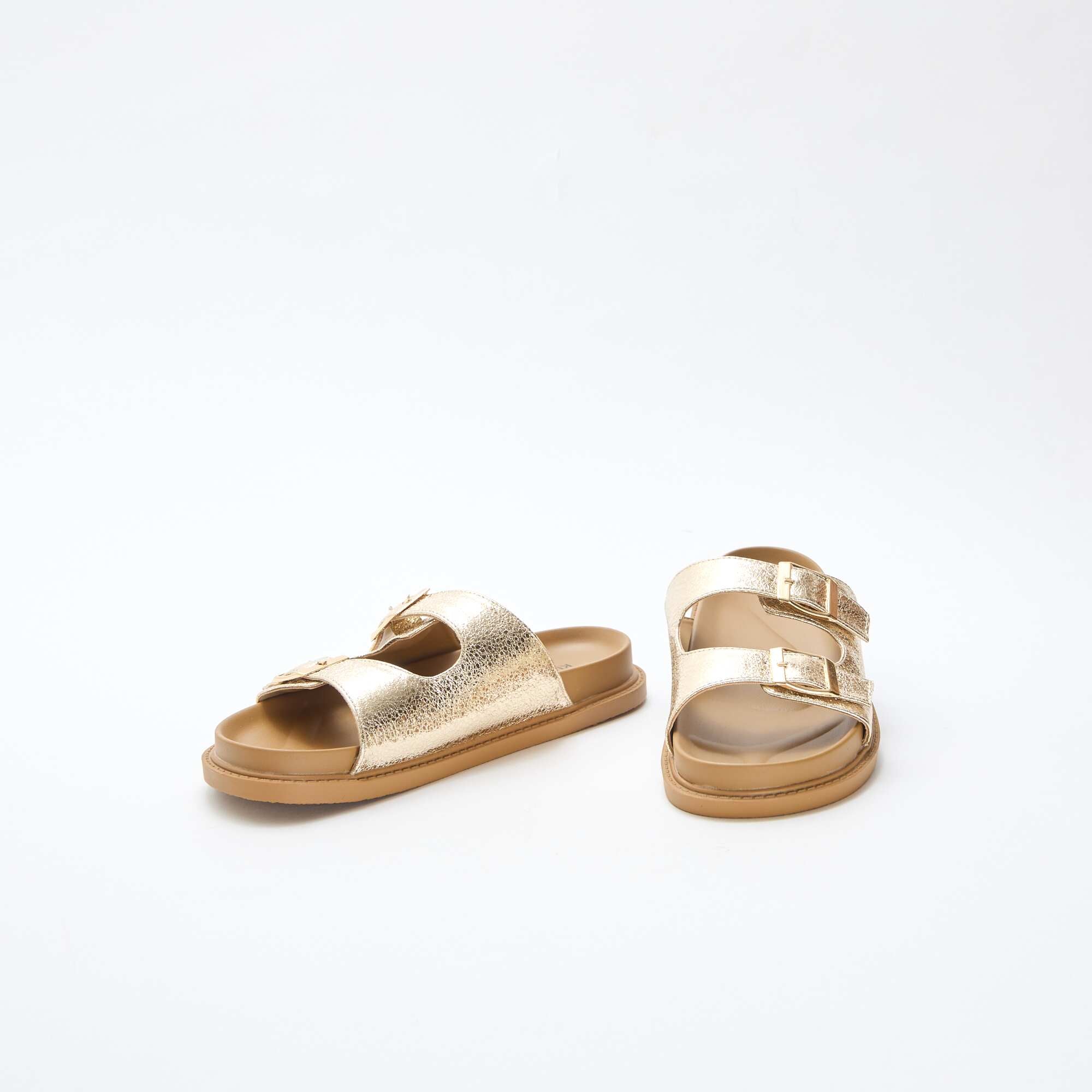 Gold Double Strap Mules YELLOW - Image 5