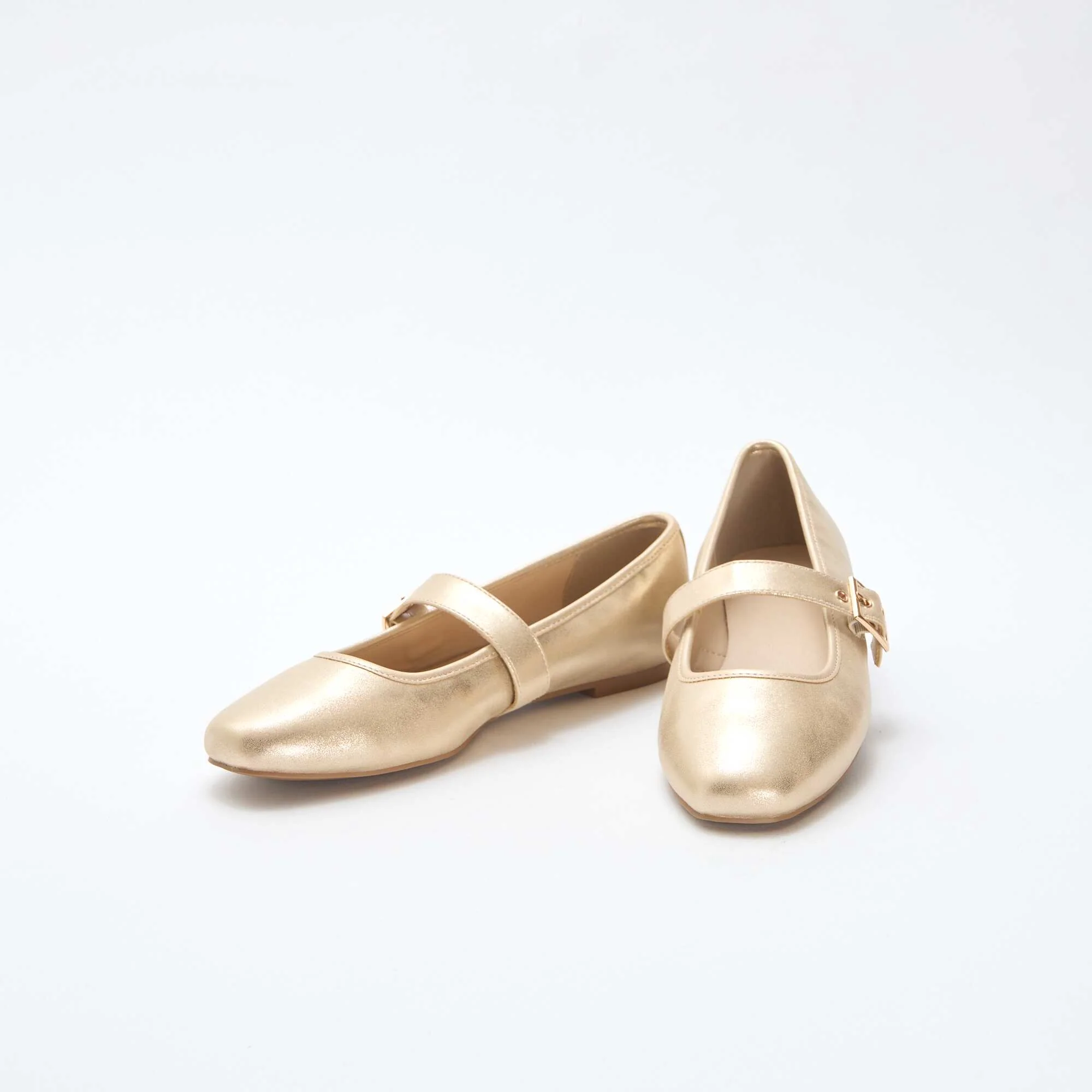 Gold-tone Ballerina Flats with Straps YELLOW - Image 5