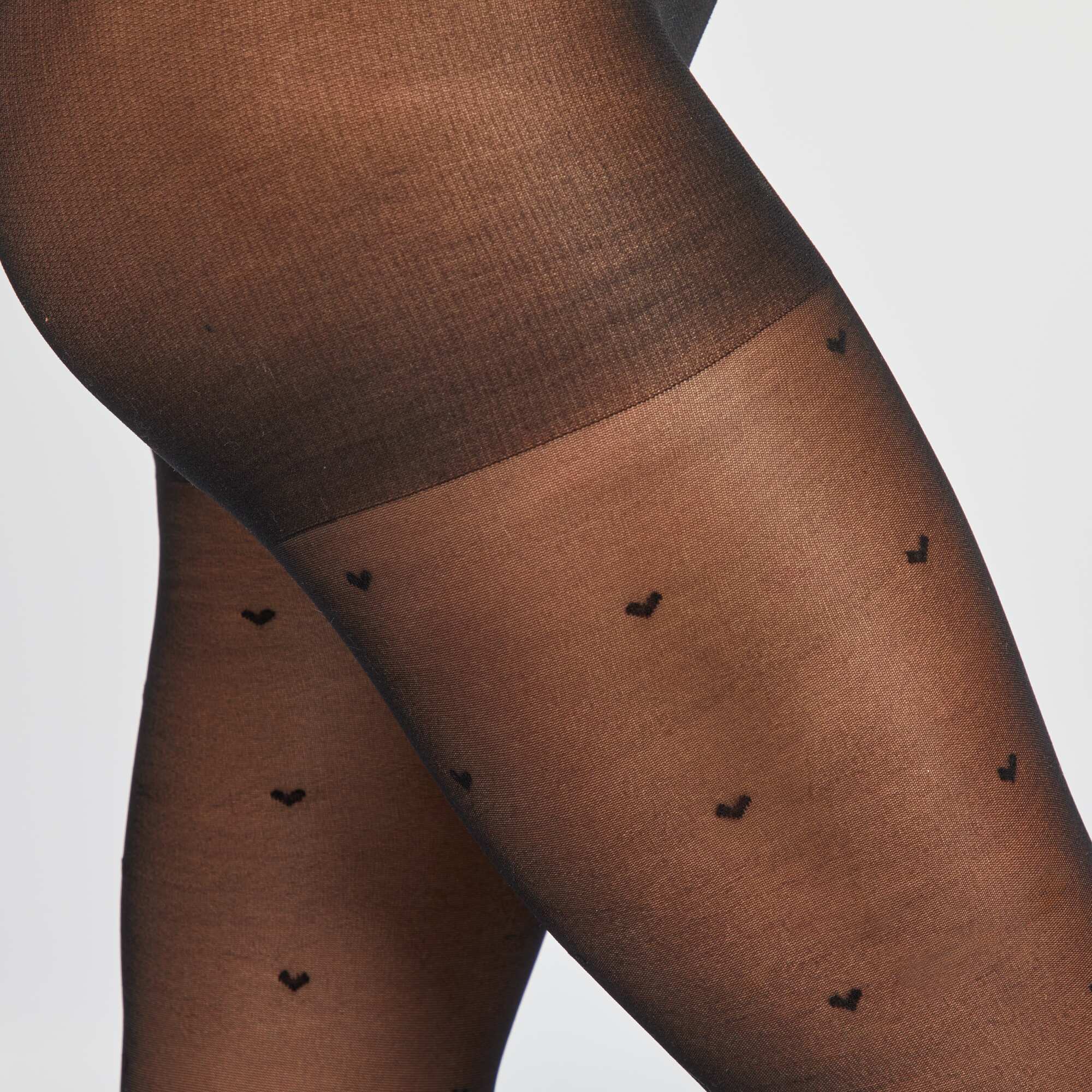 Heart dotted tights black - Image 4