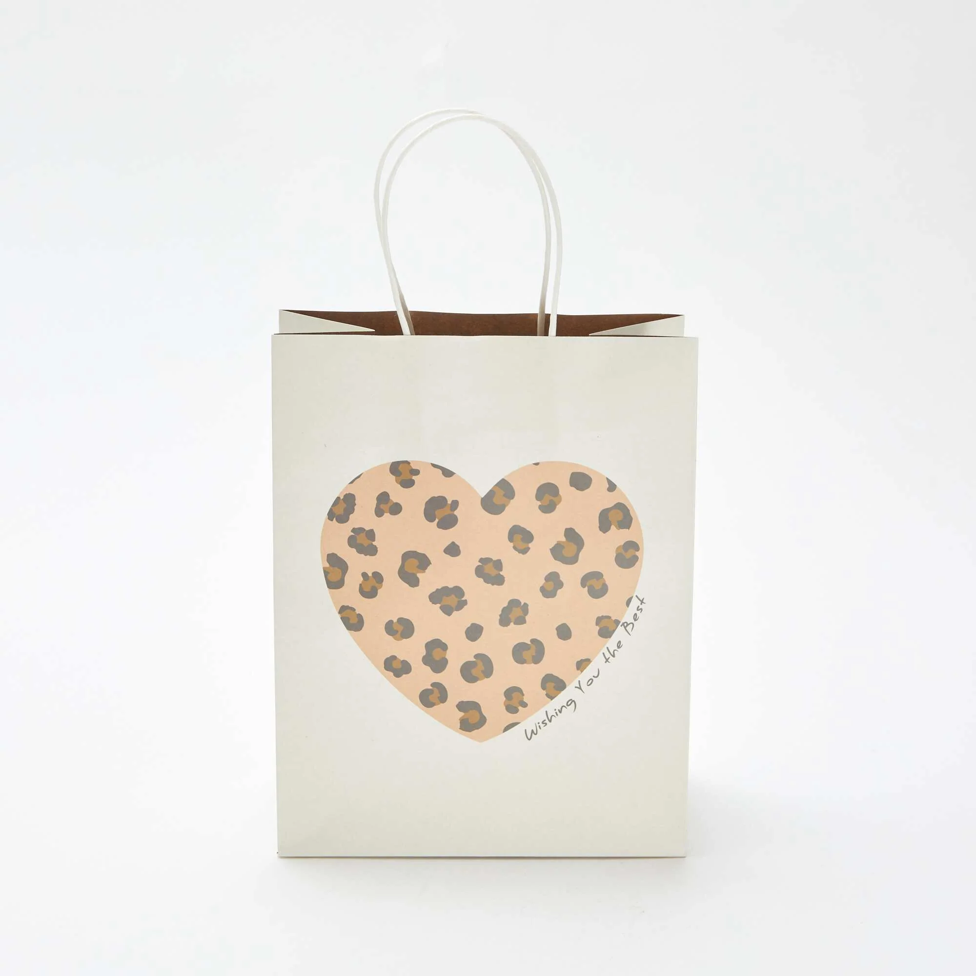 Heart print gift bag BEIGE