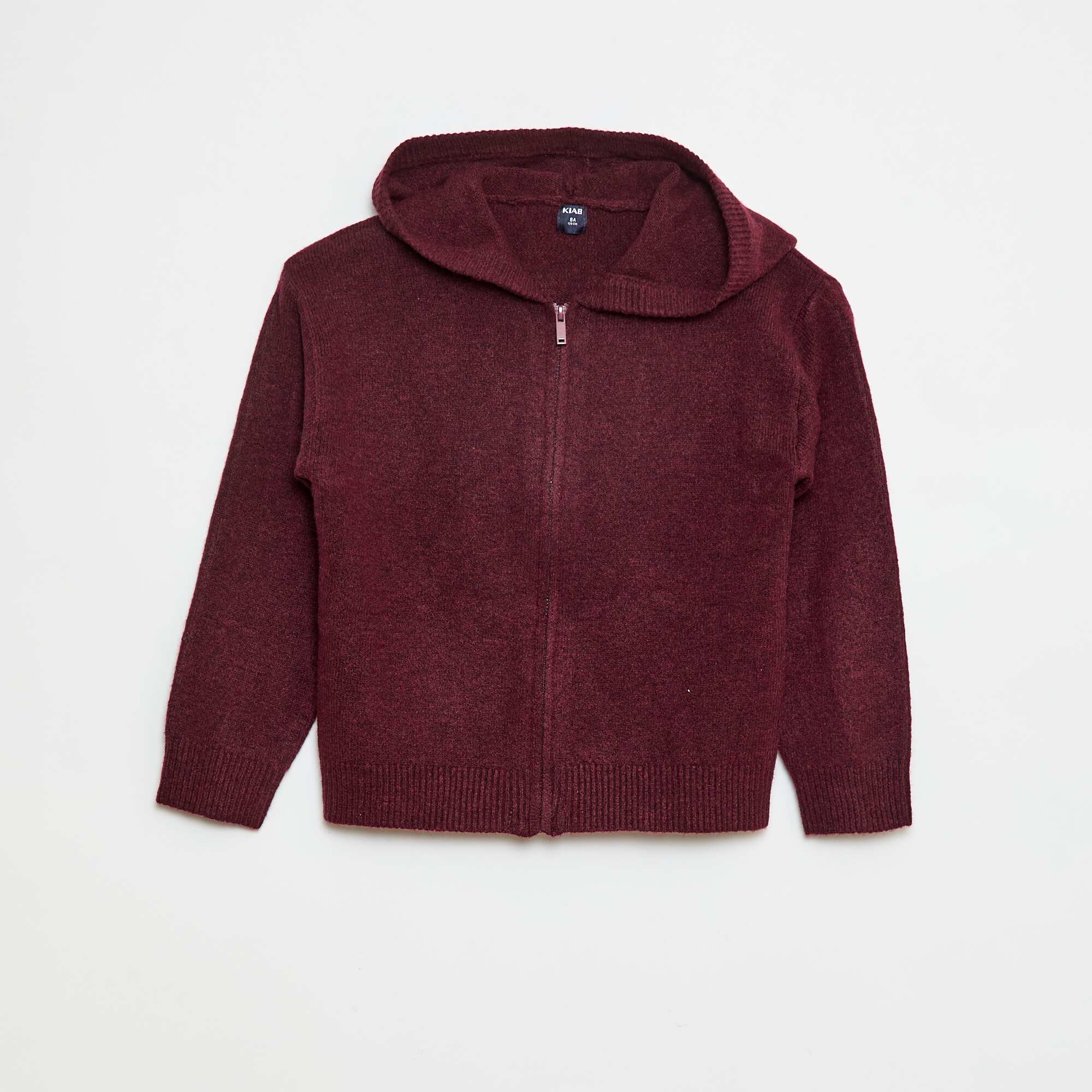 Heathered Knit Hooded Cardigan PURPLE