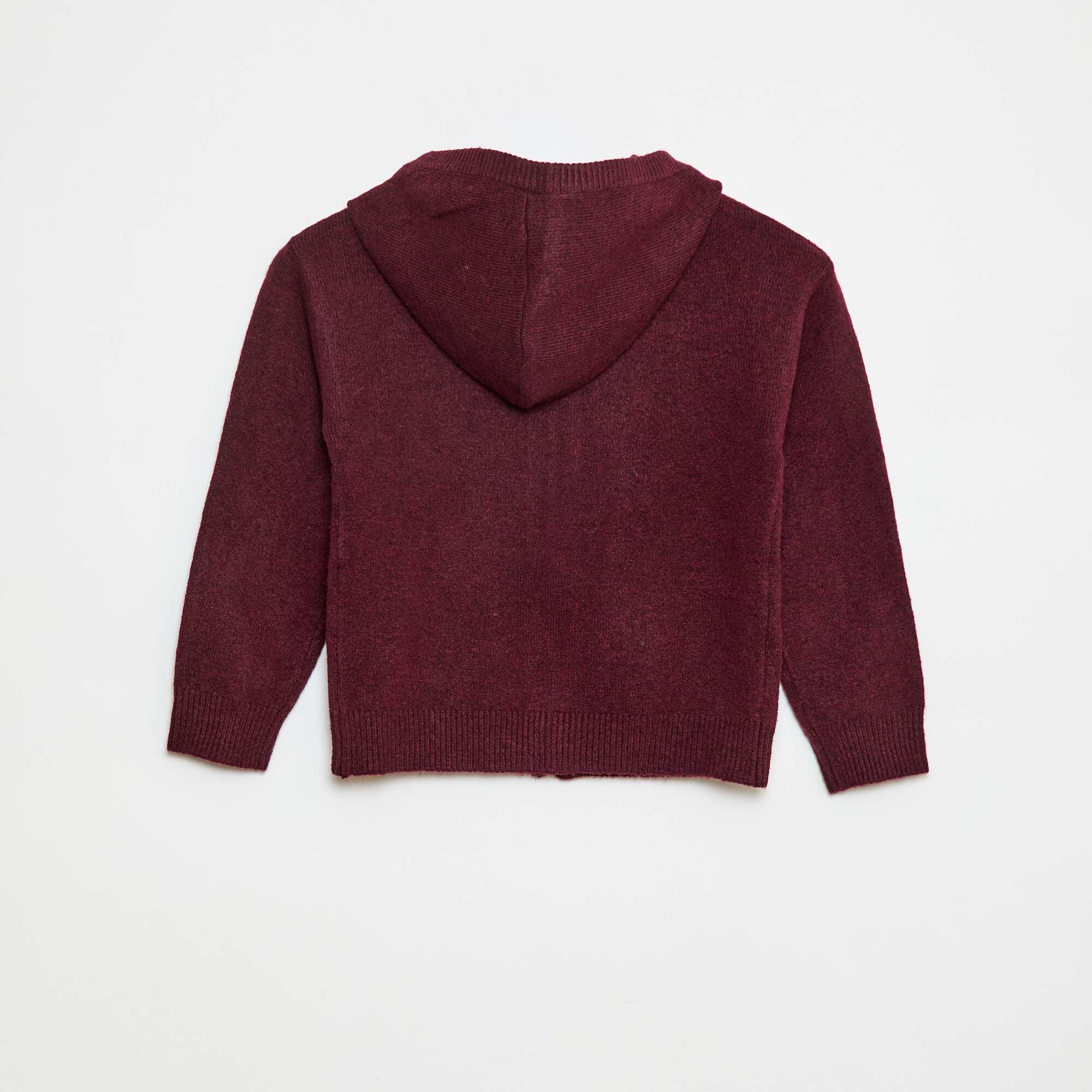 Heathered Knit Hooded Cardigan PURPLE - Image 2