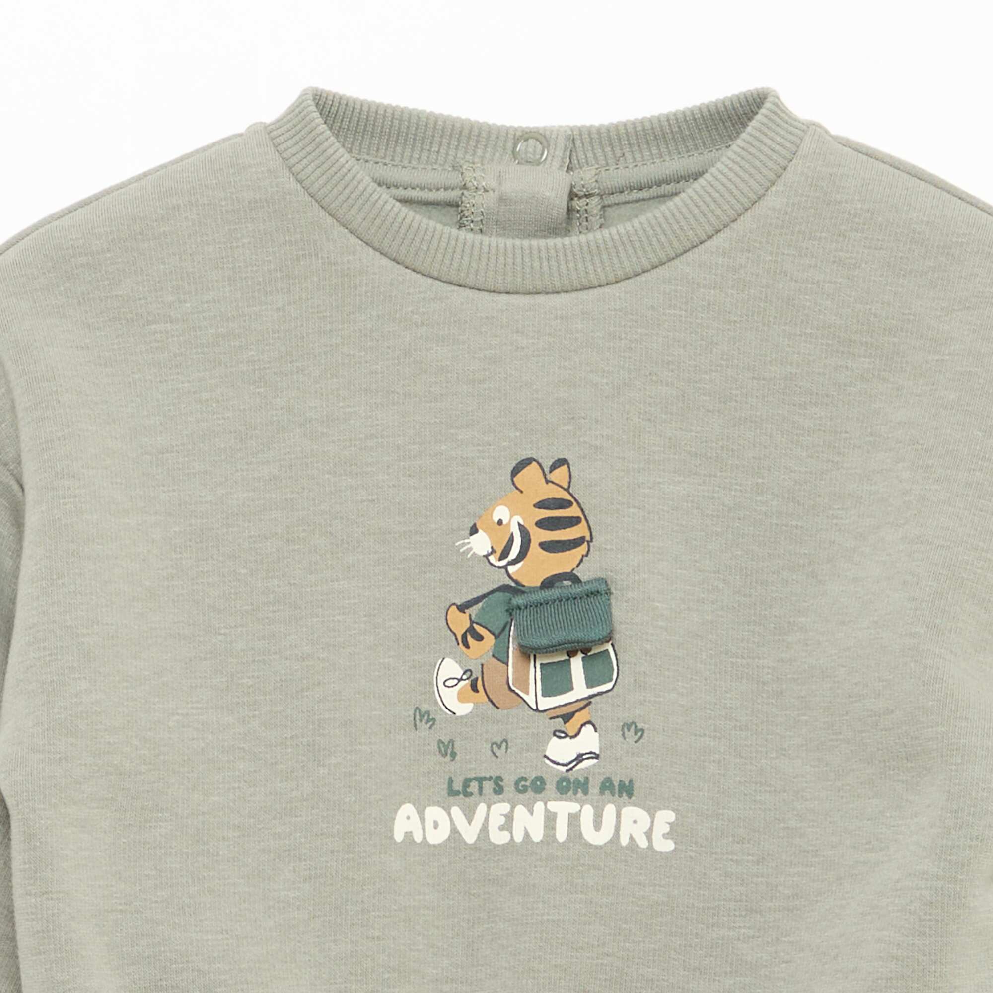 Heathered Sweatshirt with Soft Velour Interior GREEN - Image 2