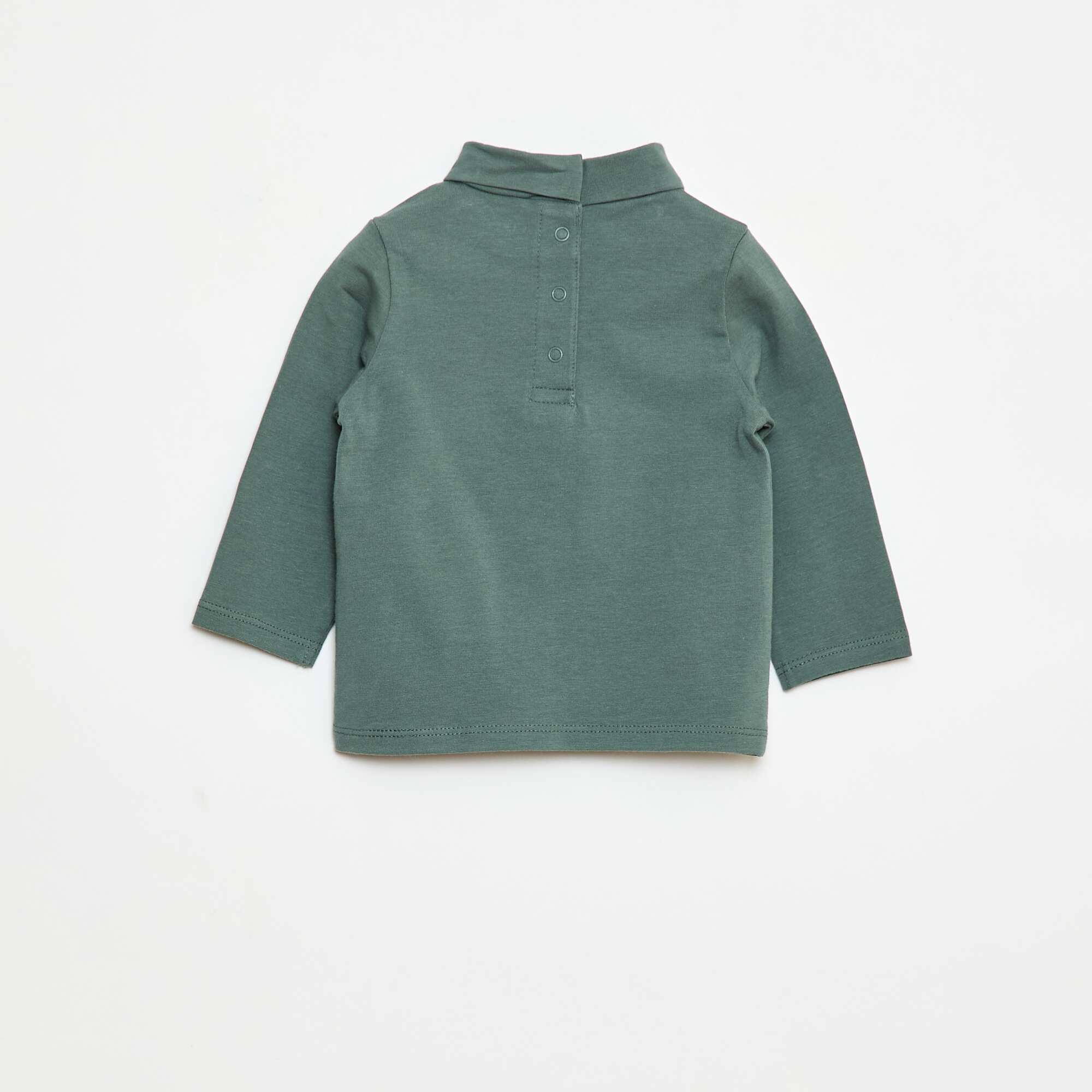 High-Neck Top with All-Over Print GREEN - Image 3