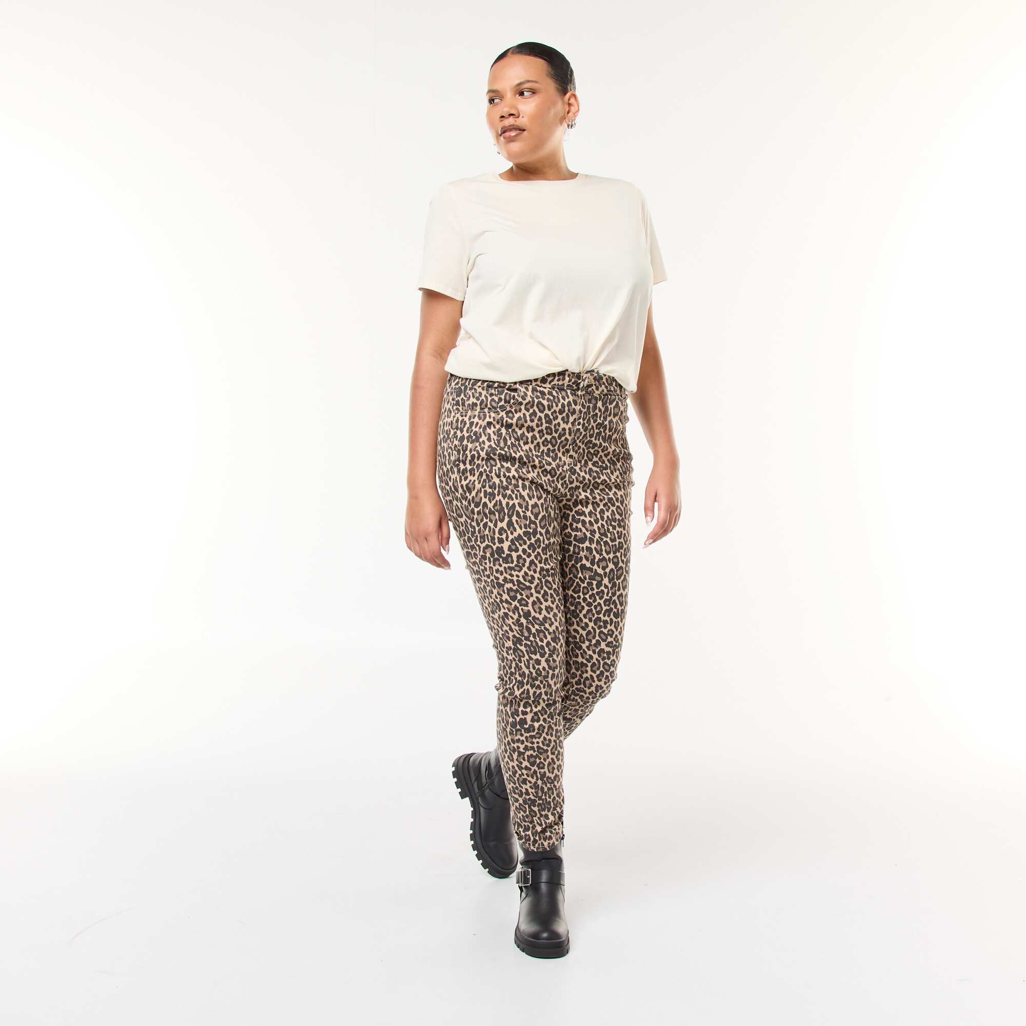 High-rise skinny trousers BEIGE