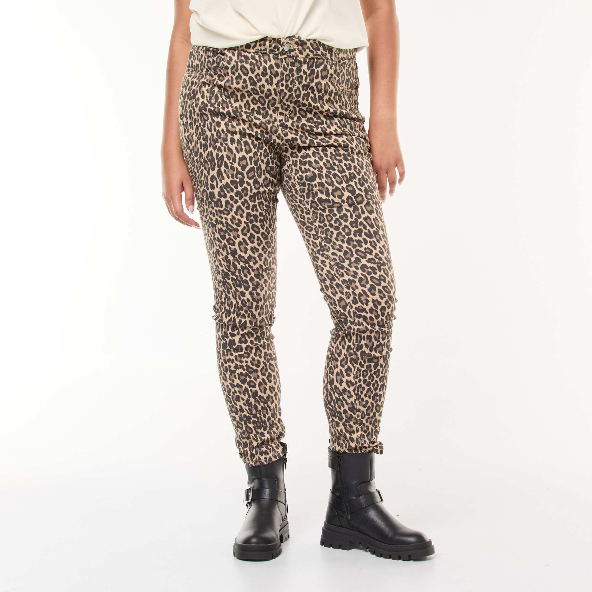 High-rise skinny trousers BEIGE - Image 2