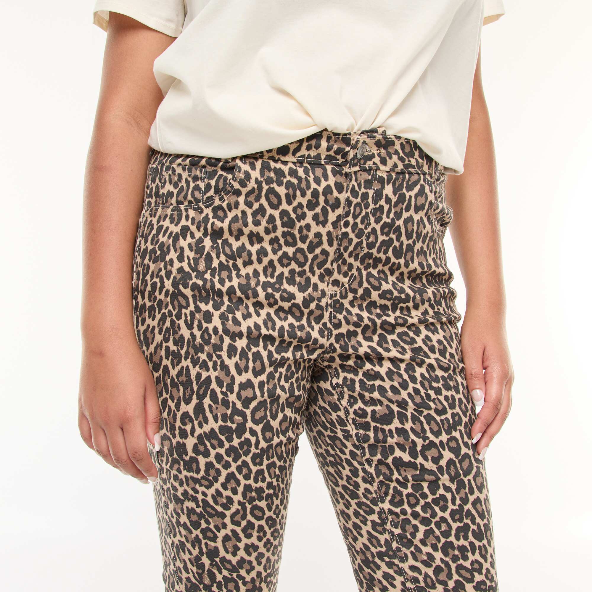 High-rise skinny trousers BEIGE - Image 4
