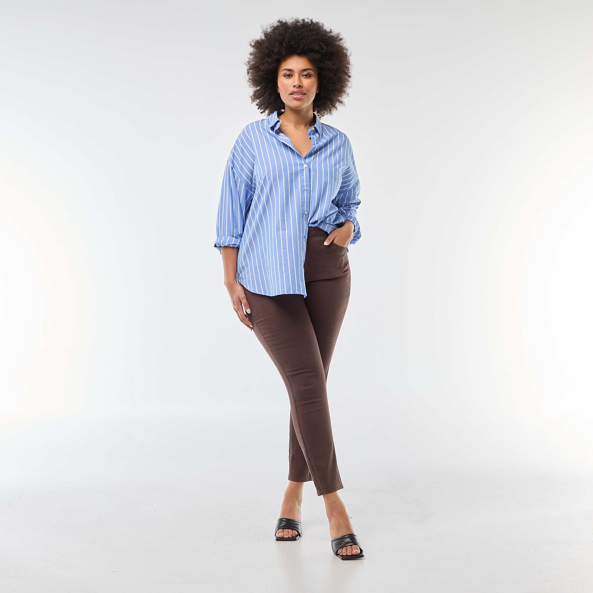 High-rise skinny trousers BROWN