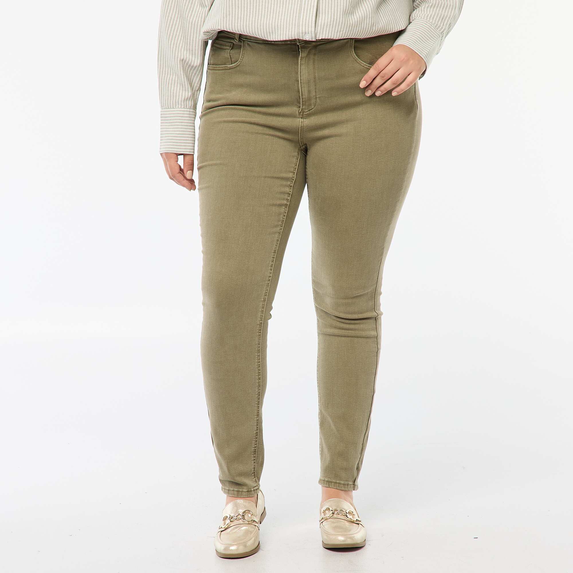 High-rise skinny trousers GREEN - Image 2