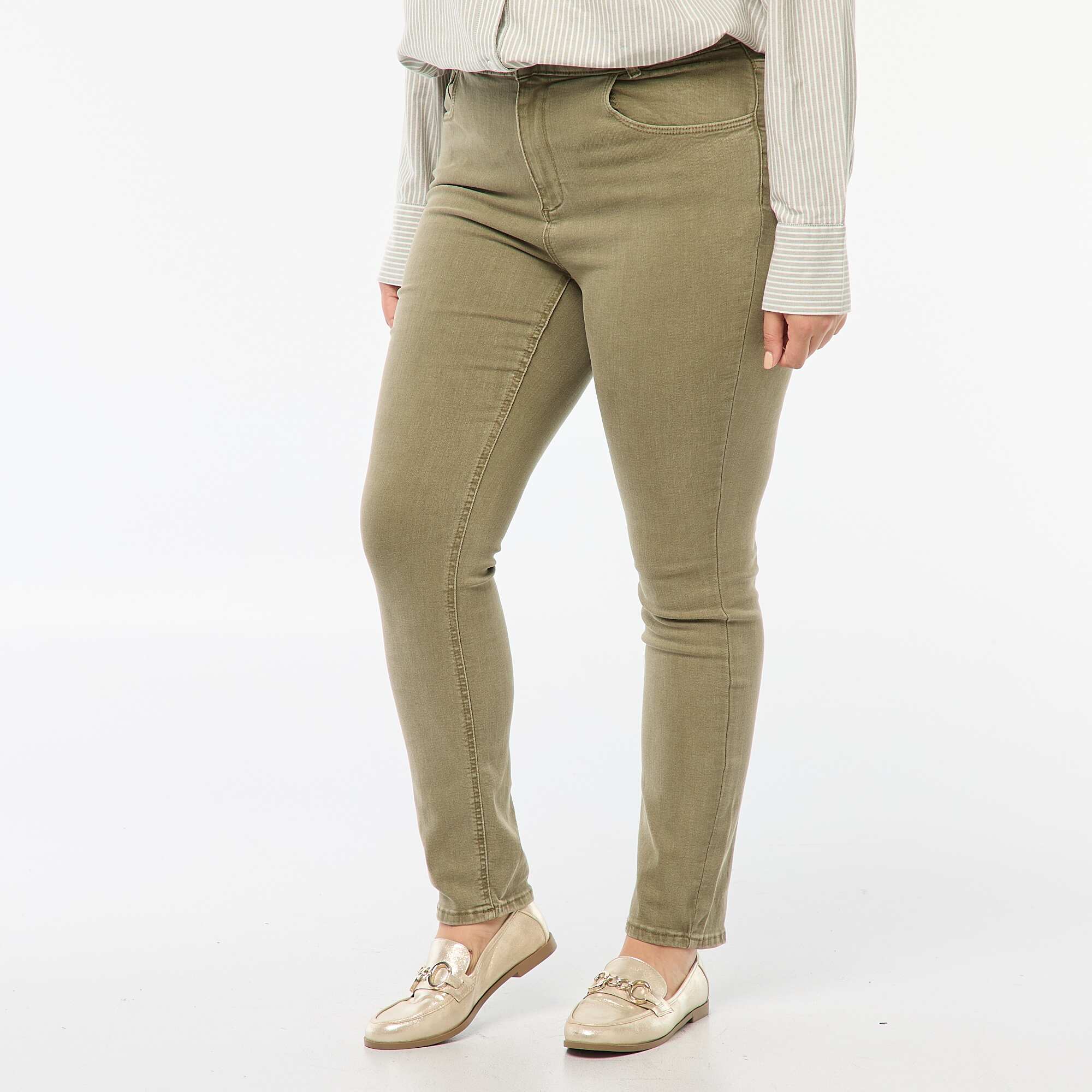 High-rise skinny trousers GREEN - Image 4