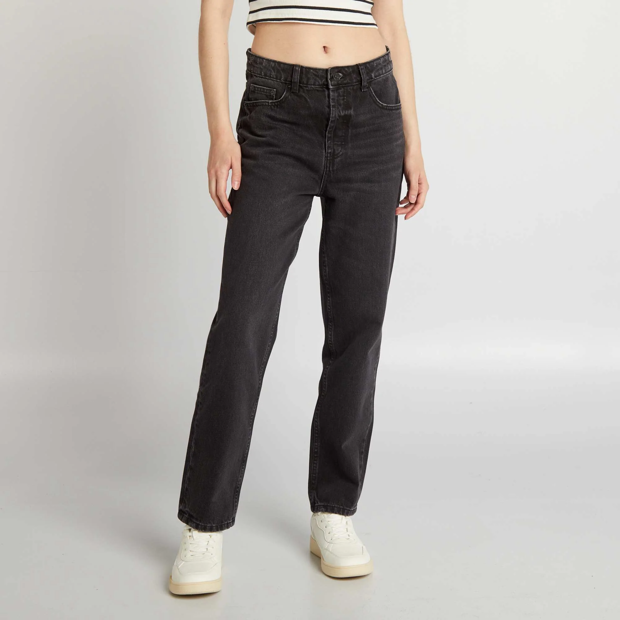 High-rise straight jeans GREY - Image 3