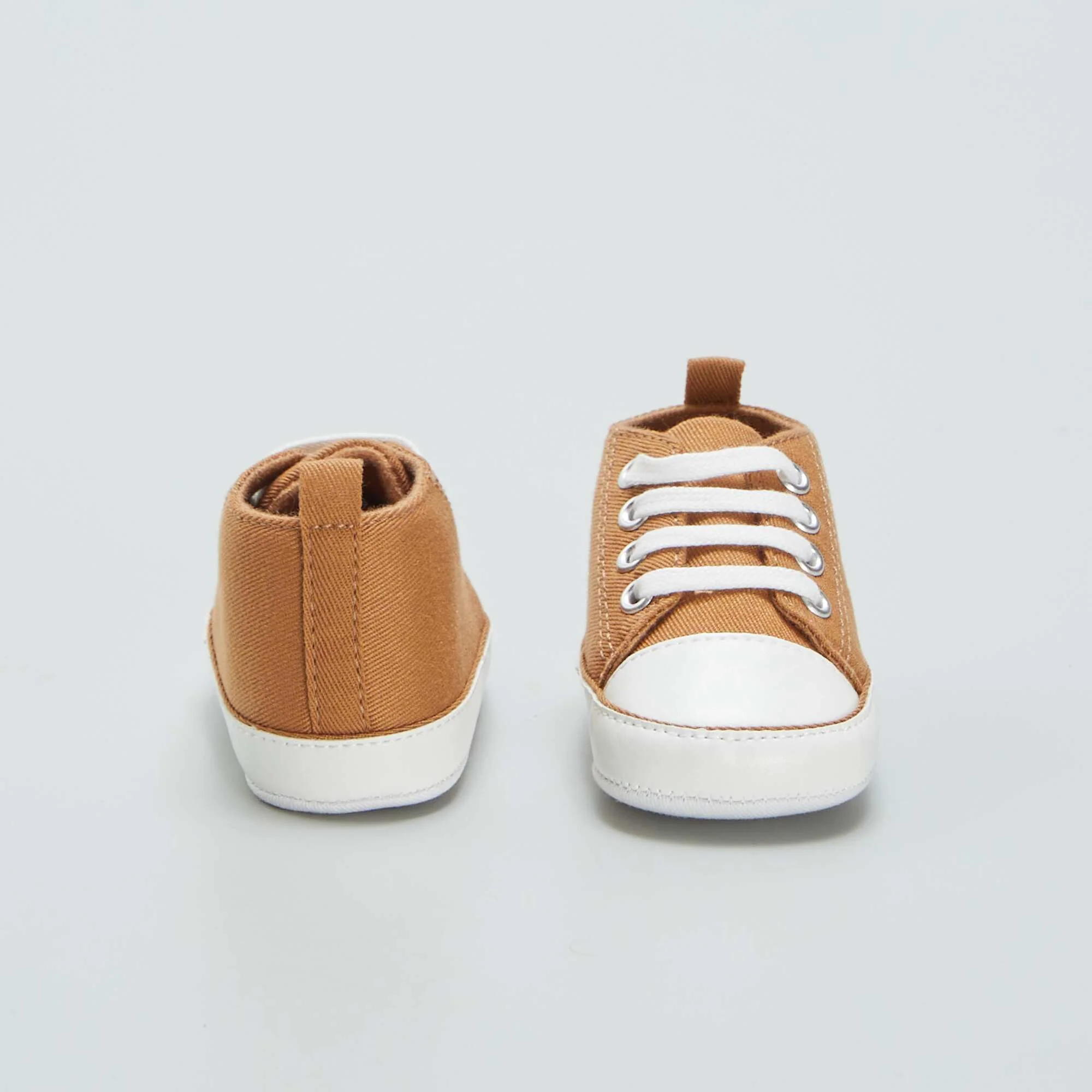 High top canvas trainers BROWN - Image 3