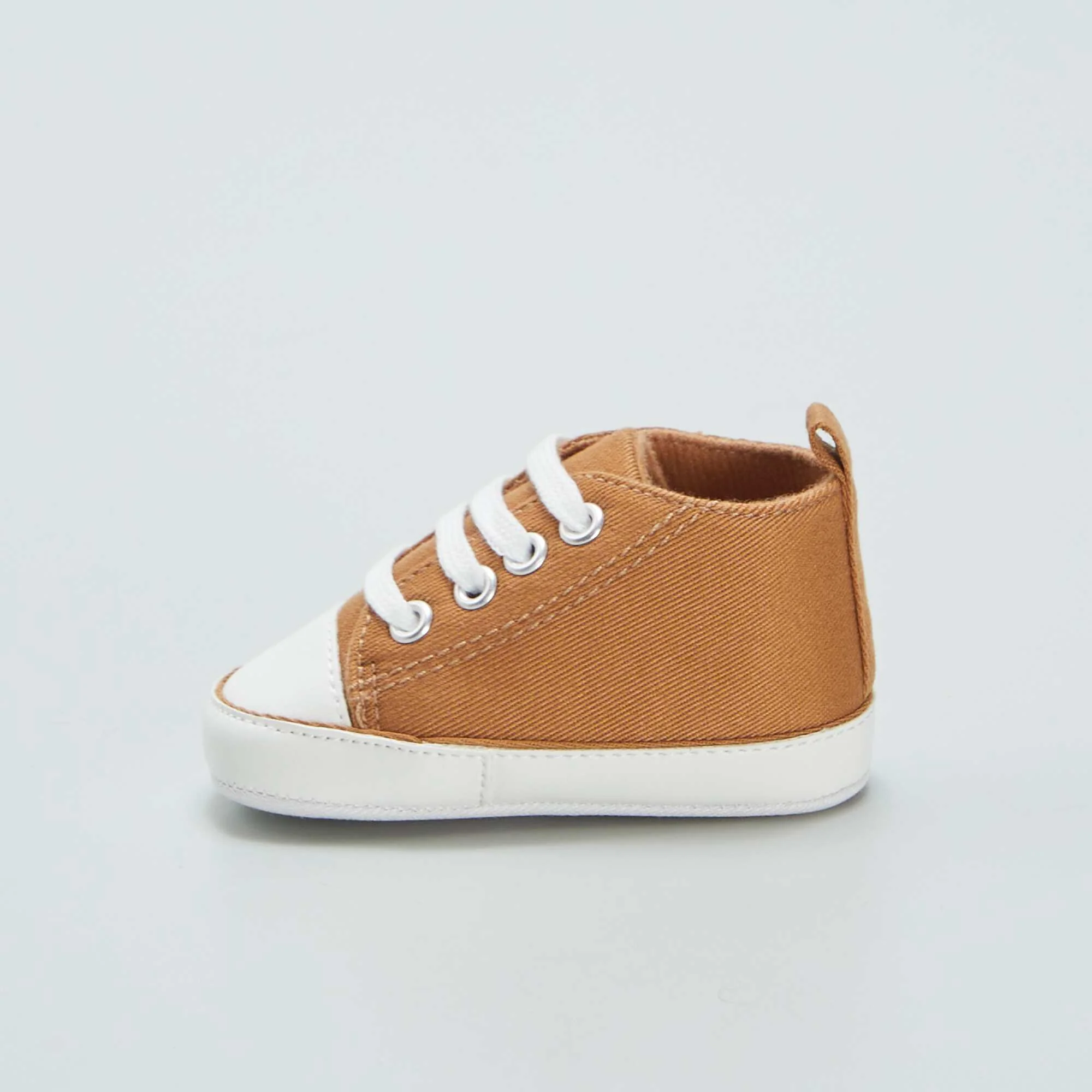 High top canvas trainers BROWN - Image 4