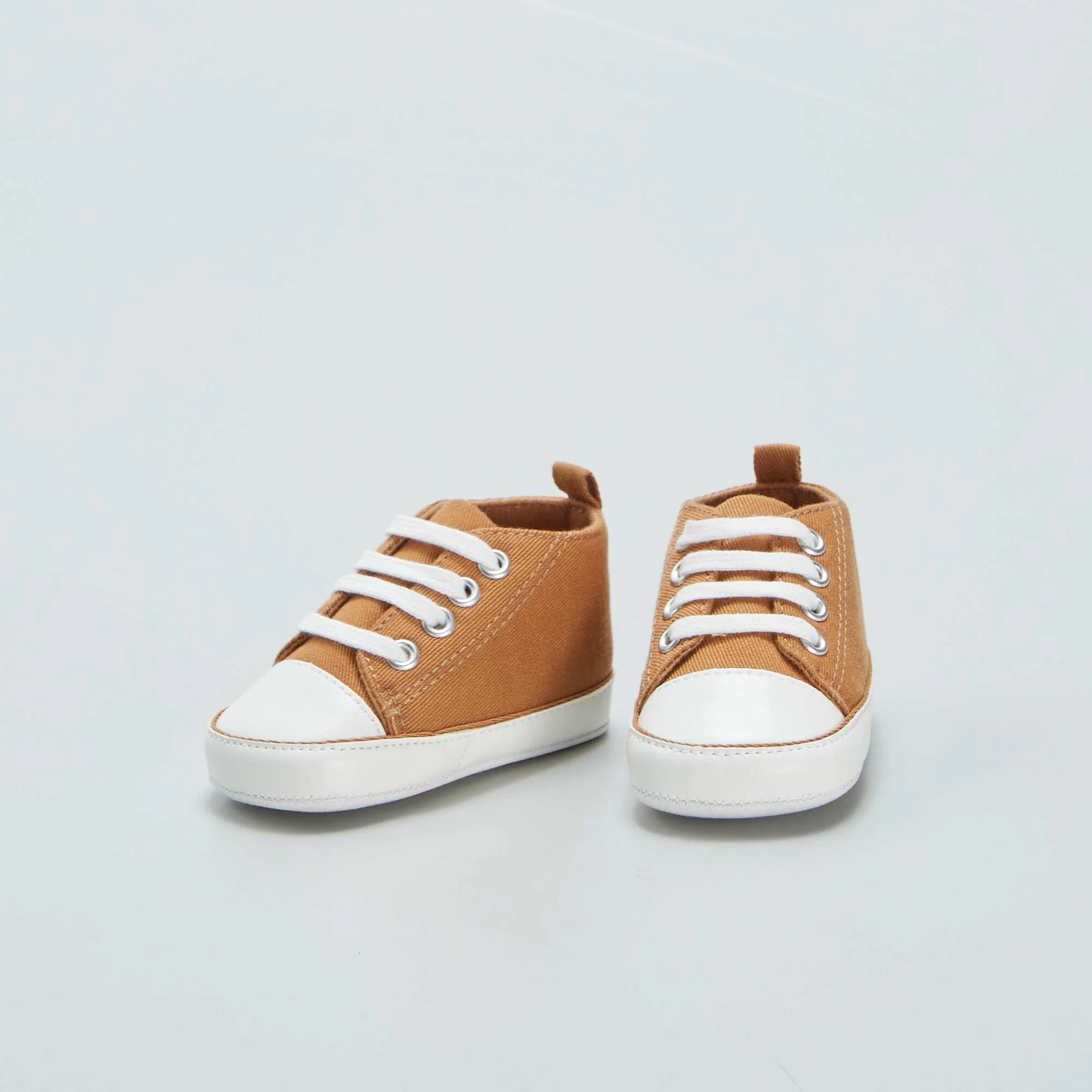 High top canvas trainers BROWN - Image 5