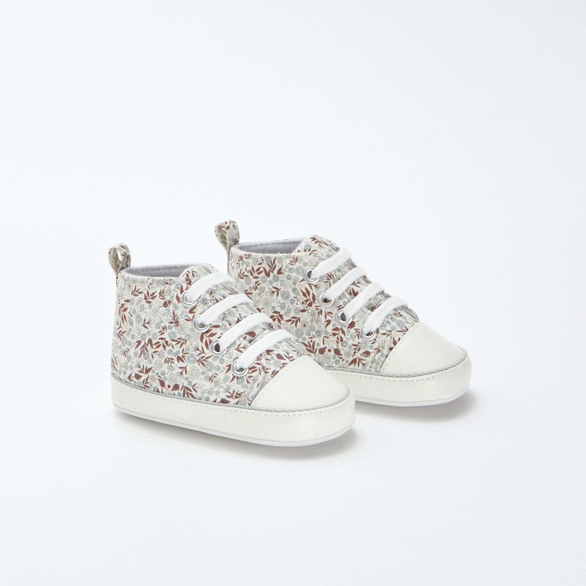 High-top checked trainers BEIGE