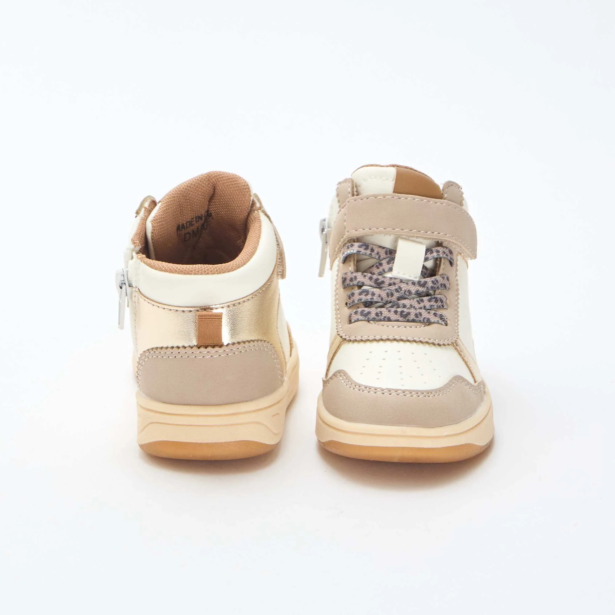 High-Top Sneakers with Hook-and-Loop Fastener BEIGE - Image 3